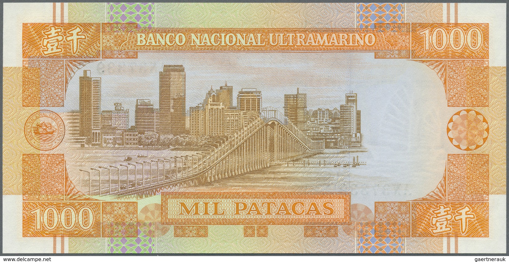 Macau / Macao: 1000 Patacas 1991 P. 70b In Condition: UNC. - Macau