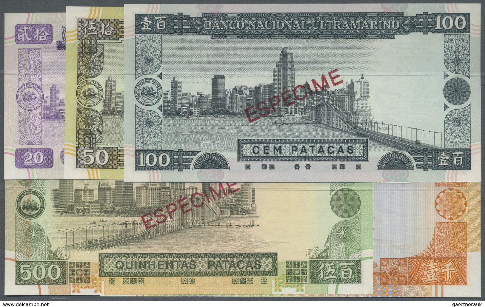 Macau / Macao: Banco Nacional Ultramarino, Highly Rare Specimen Set Of The December 20th 1999 Series - Macau