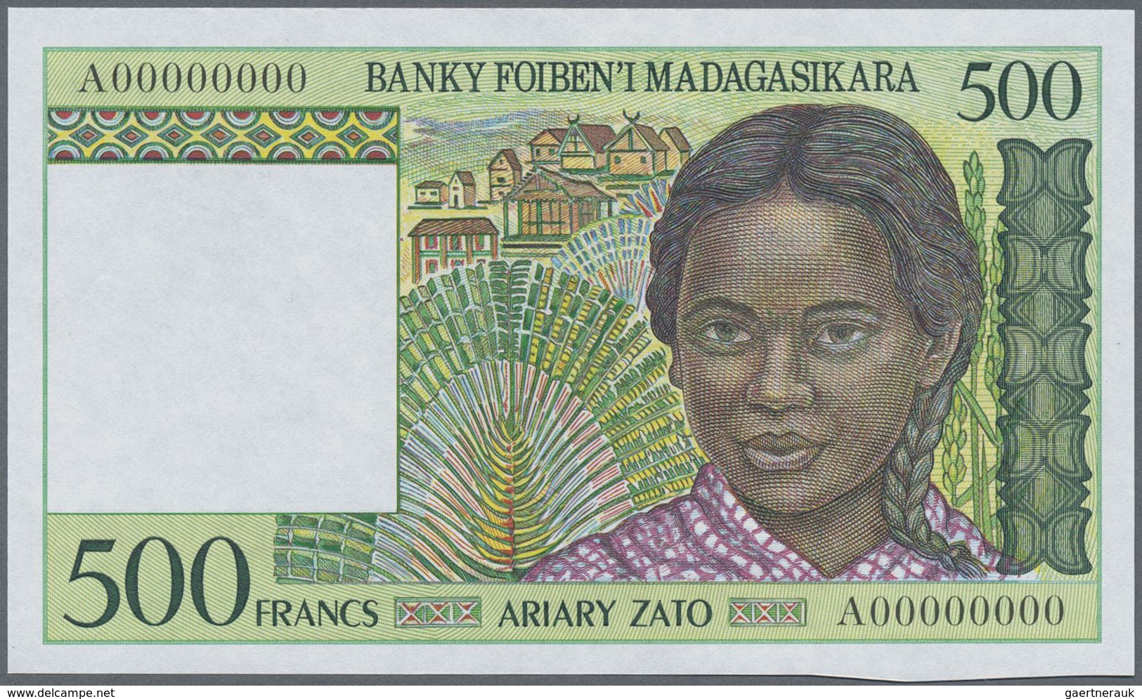 Madagascar: Set Of 2 Notes Containing 500 And 25.000 Francs ND(1994-95) Specimen P. 75s, P. 82s With - Madagascar