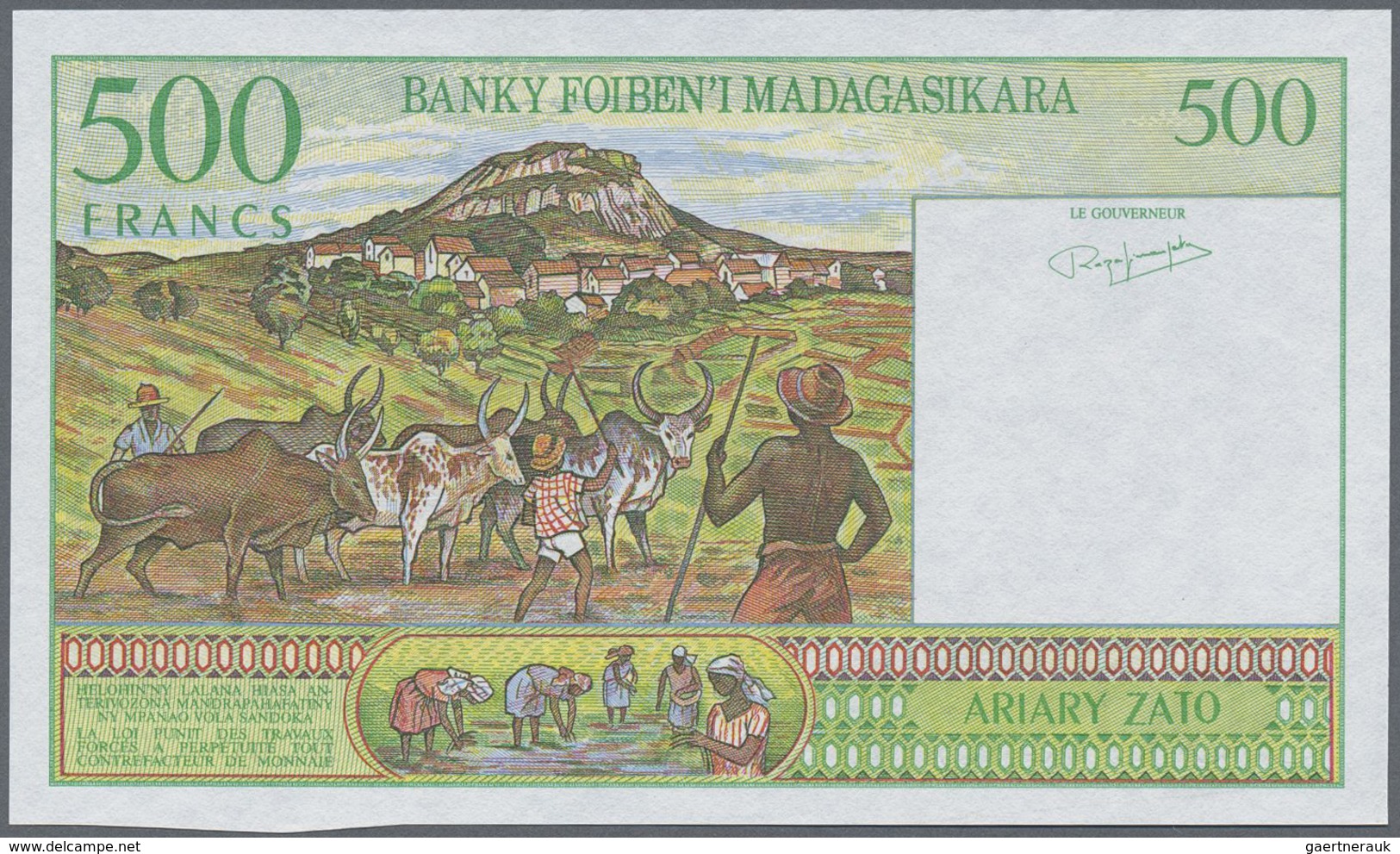 Madagascar: Set Of 2 Notes Containing 500 And 25.000 Francs ND(1994-95) Specimen P. 75s, P. 82s With - Madagascar