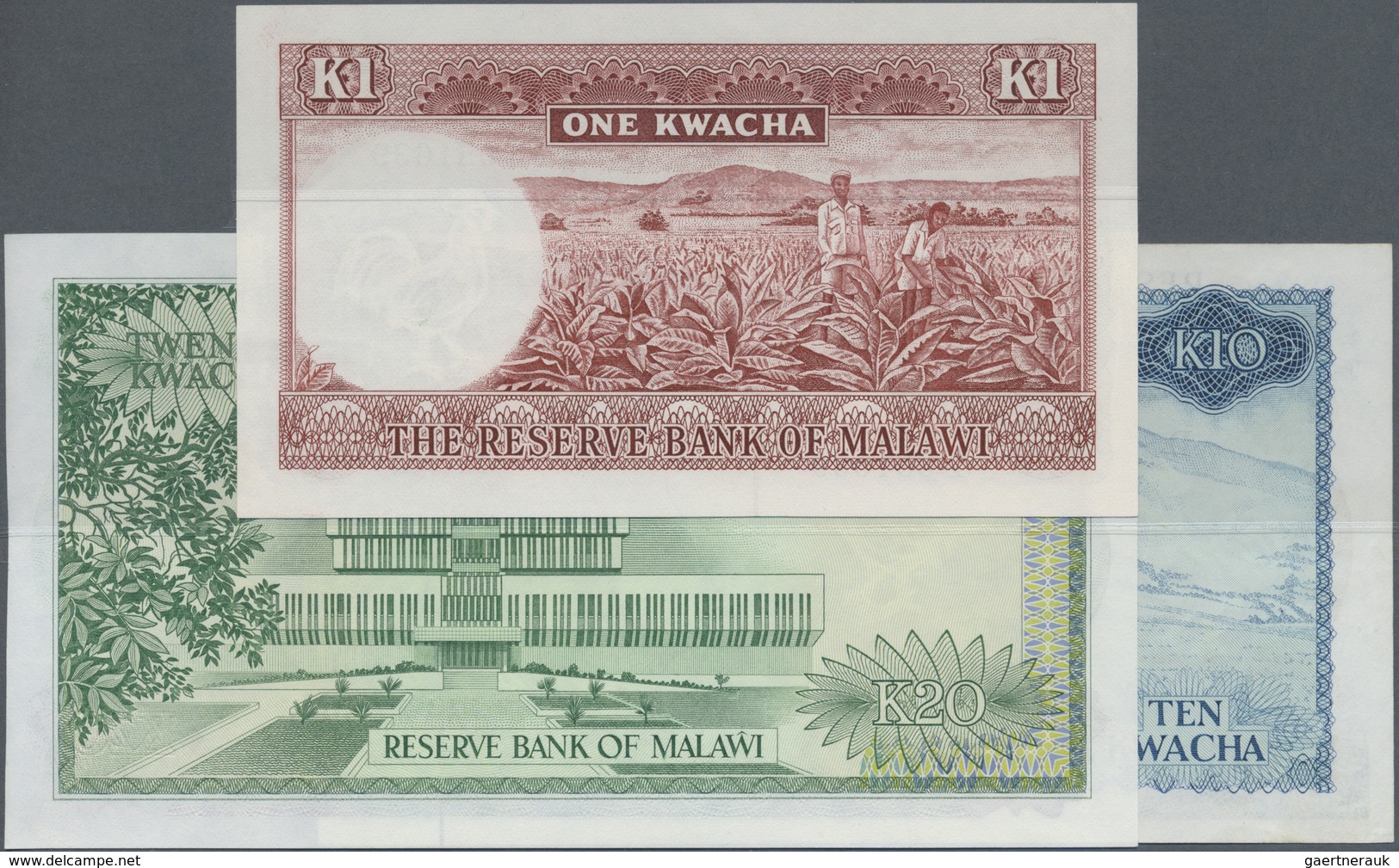 Malawi: Nice Set With 3 Banknotes Comprising 1 Kwacha ND(1971) P.6 (aUNC), 10 Kwacha January 31st 19 - Malawi