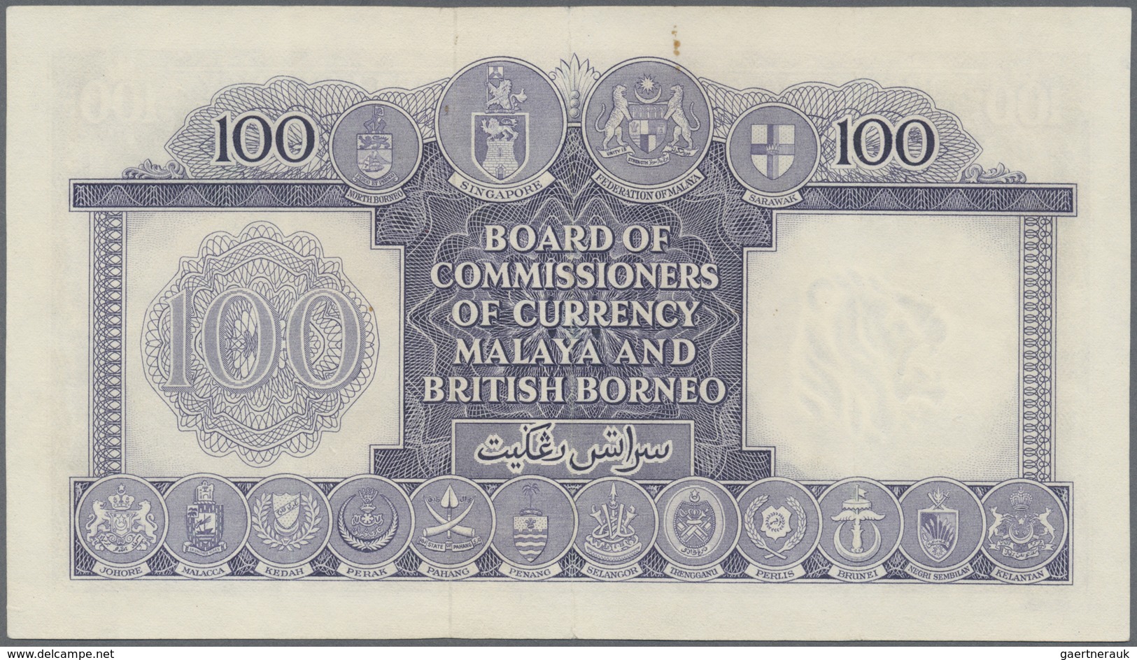 Malaya & British Borneo: 100 Dollars March 21st 1953, P.5, Highly Rare Note With A Few Folds And Tin - Malaysia