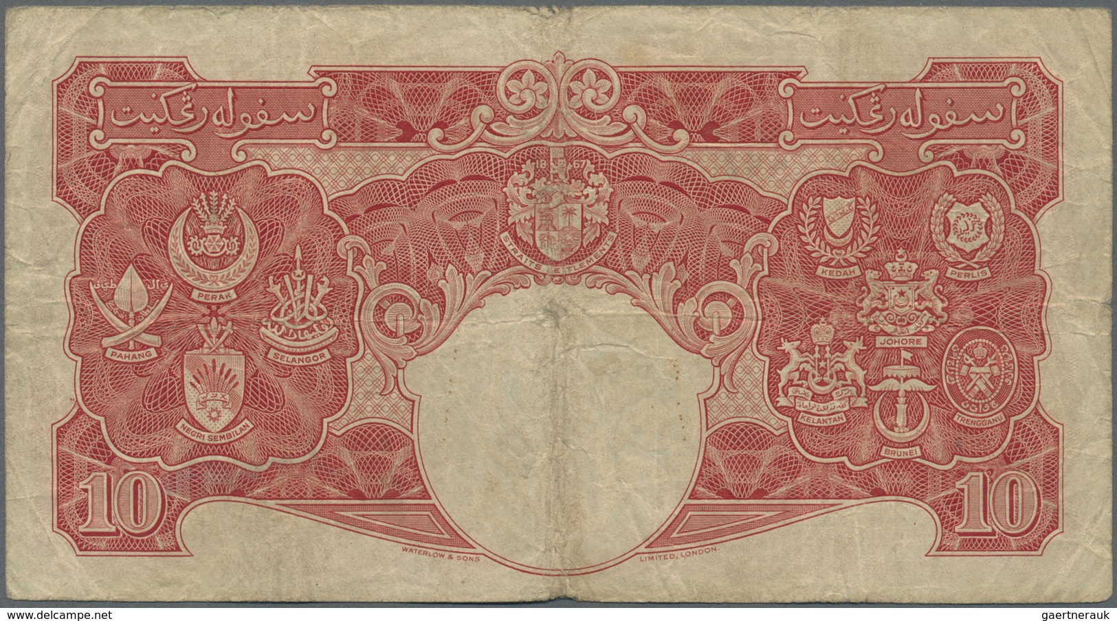 Malaya: 10 Dollars 1941 P. 13, Used With Folds And Creases In Condition: F. - Malaysia