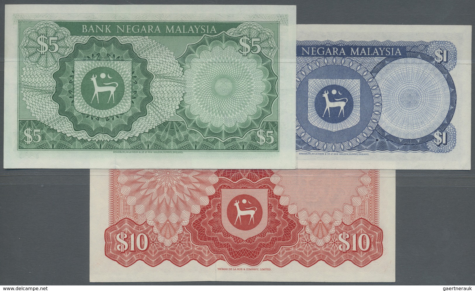 Malaysia: Set With 1, 5 And 10 Ringgit Series ND(1967), P.1-3 With Title "GABENOR" At Lower Center O - Malaysia