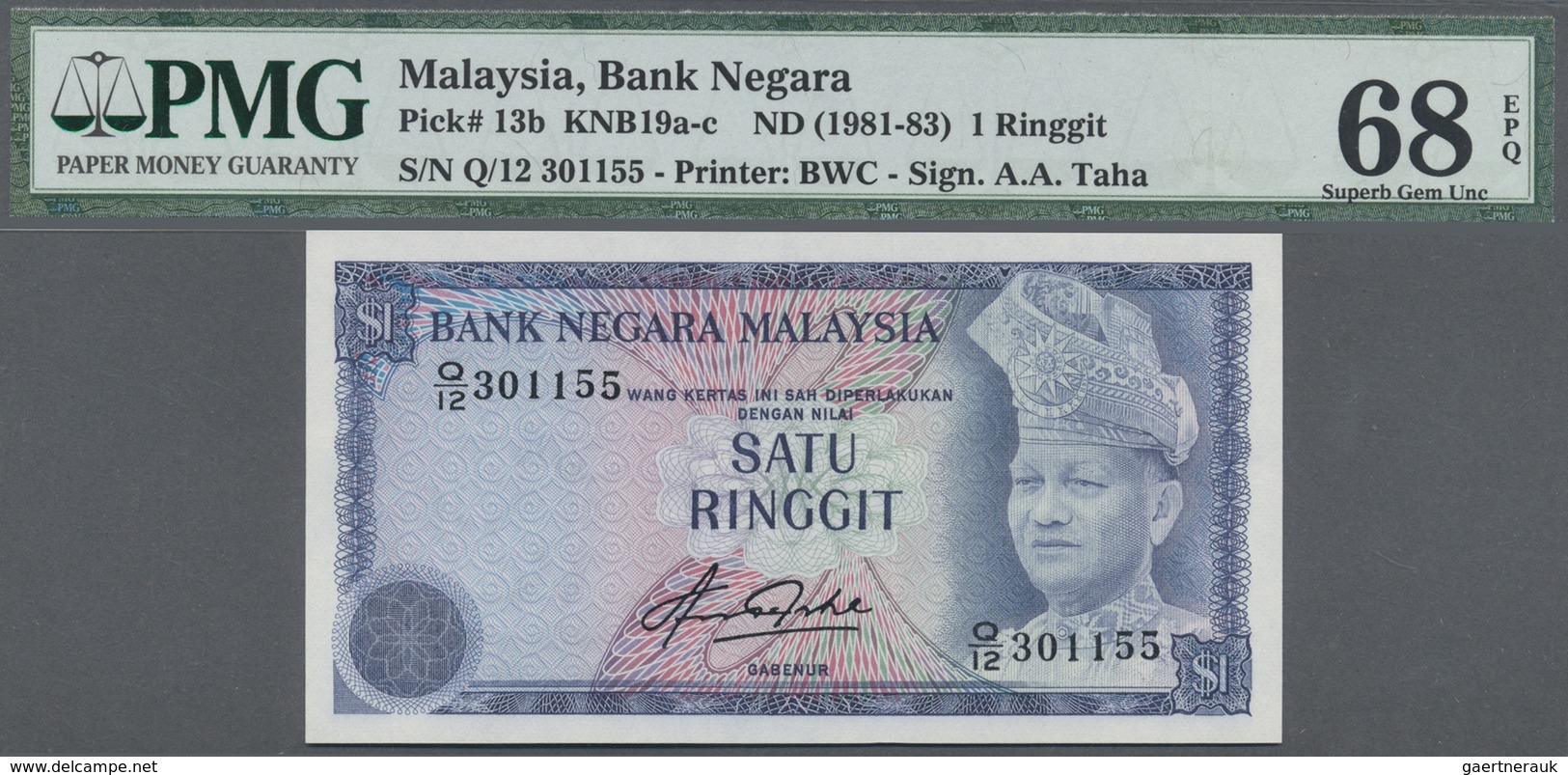 Malaysia: Set Of 2 CONSECUTIVE Notes 1 Ringgit ND(1981-83) P. 13b With Serial Numbers #301154 And #3 - Malaysia