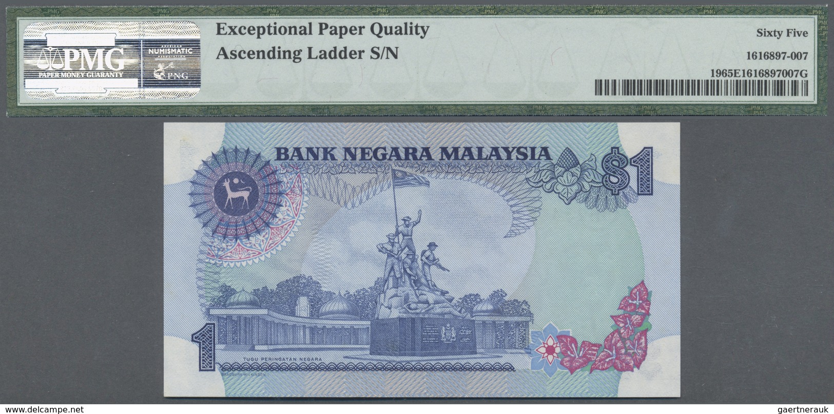 Malaysia: 1 Ringgit ND(1982-84) P. 19 With Interesting Serial Number BH2345678 In Condition: PMG Gra - Malaysia