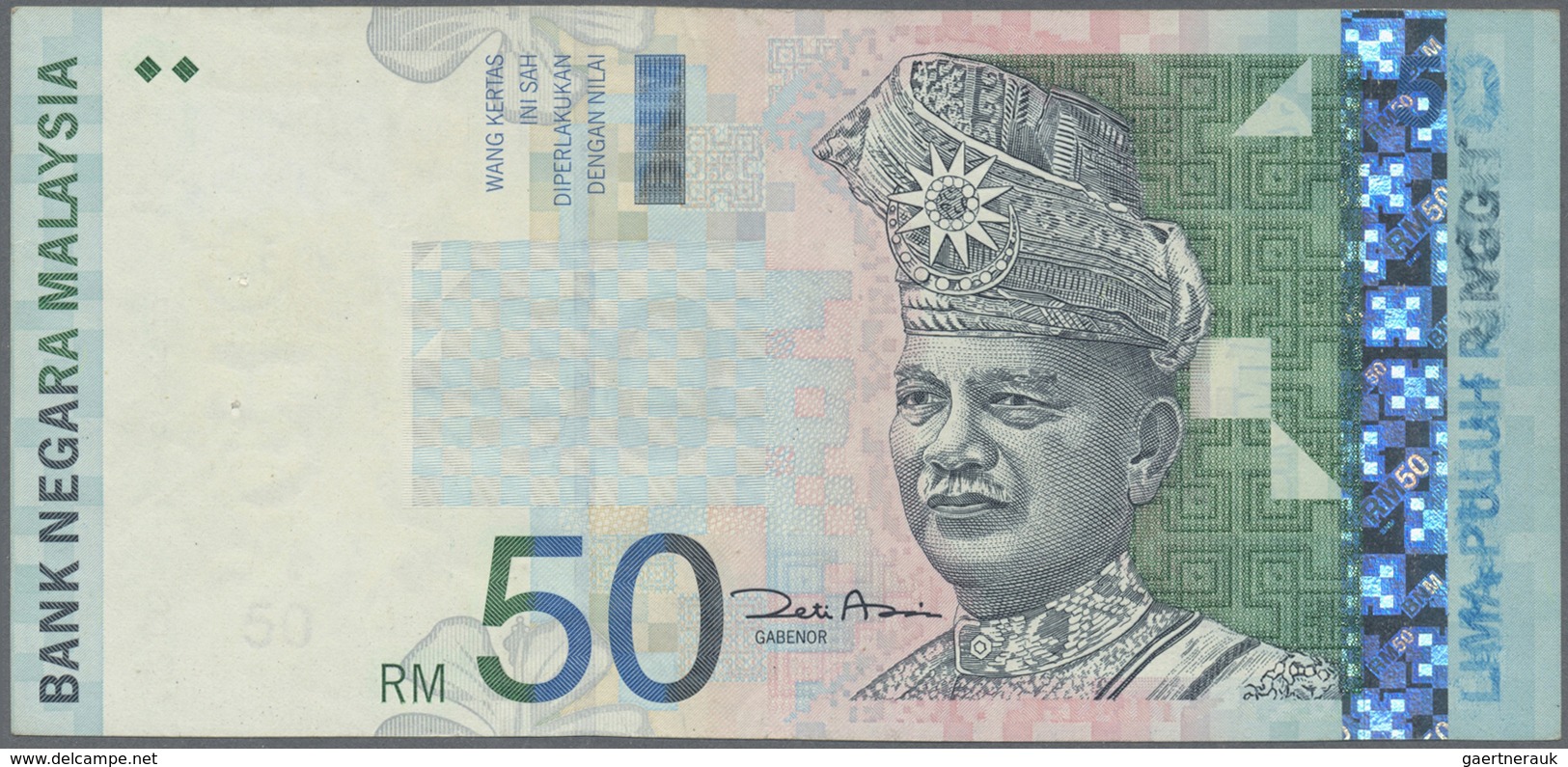 Malaysia: 50 Ringgit ND(1998-2001) P. 43 Error Print At Right Border, The Denomination "50" And Prin - Malaysia