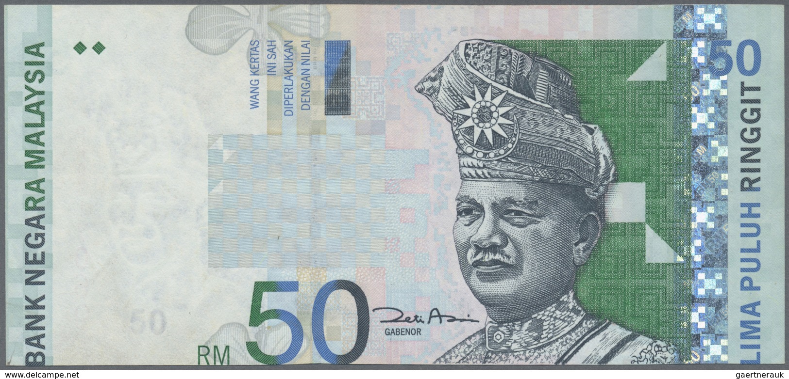 Malaysia: 50 Ringgit ND(1998-2001) P. 43 Error Print, Front Print Is Shiftet As Well As The Back Pri - Malaysia