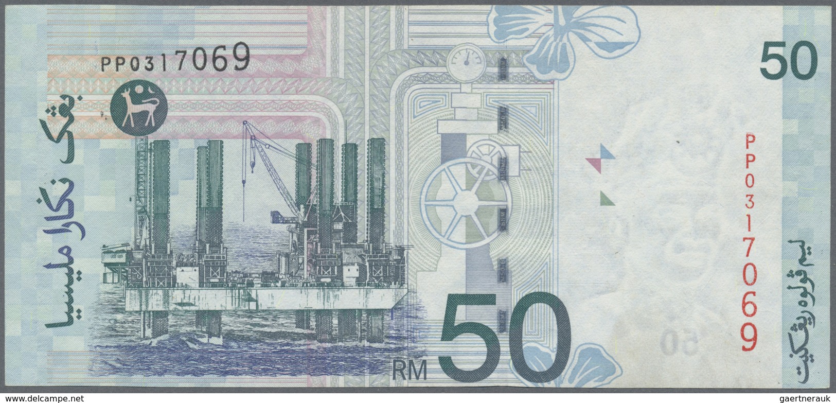 Malaysia: 50 Ringgit ND(1998-2001) P. 43 Error Print, Front Print Is Shiftet As Well As The Back Pri - Malaysia