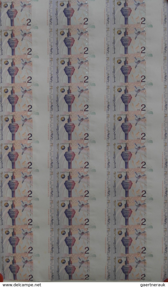 Malaysia: Uncut Sheet Of 30 Pcs 2 Ringgit ND(1996-99) P. 40 In Condition: UNC. (30 Pcs Uncut) - Malaysia