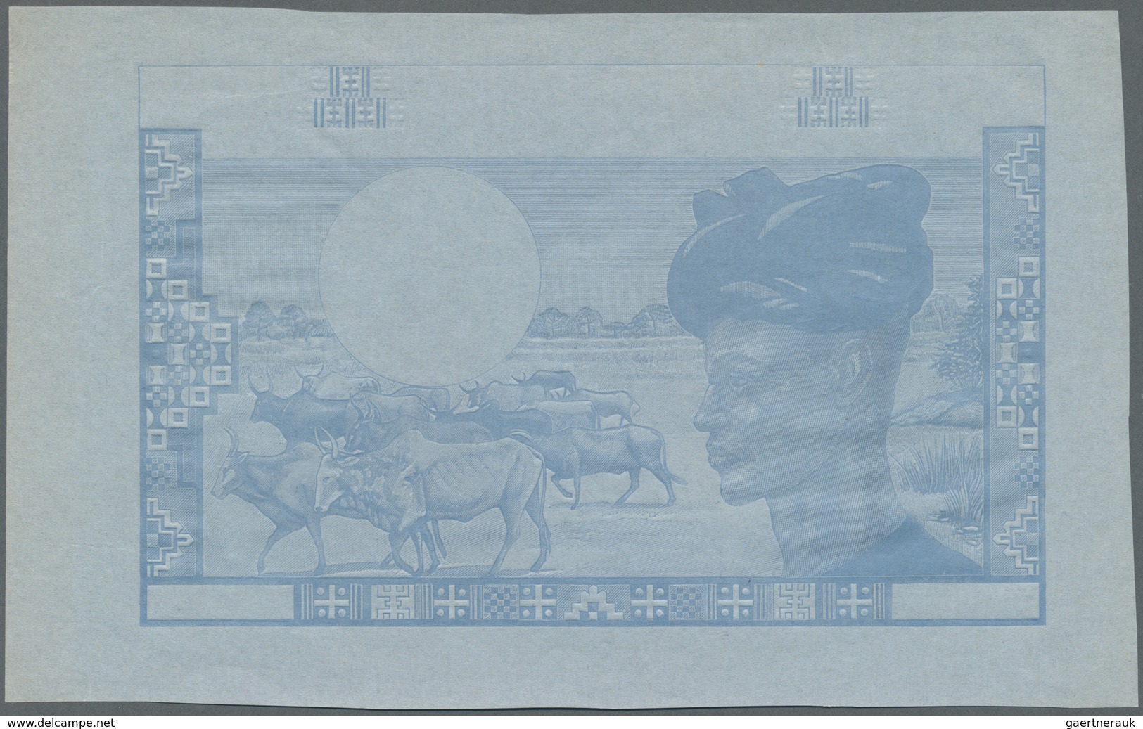 Mali: 5000 Francs 1972 Intaglio Printed Front Proof On Blue French Banknote Paper, P.14p In Almost P - Mali