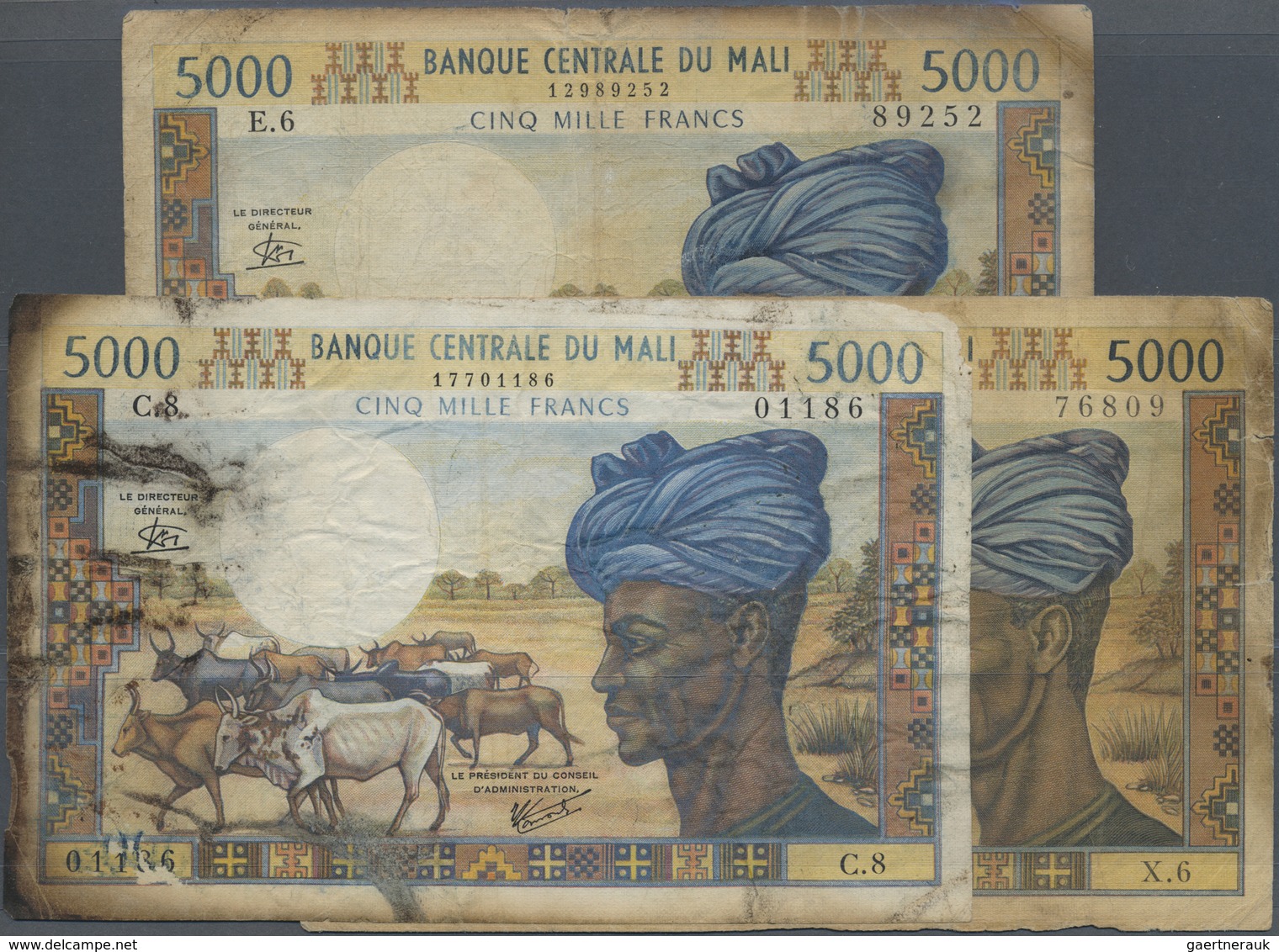 Mali: Set With 6 Banknotes Comprising 3 X 5000 Francs ND(1972-84) And 3 X 10.000 Francs ND(1970-84), - Mali