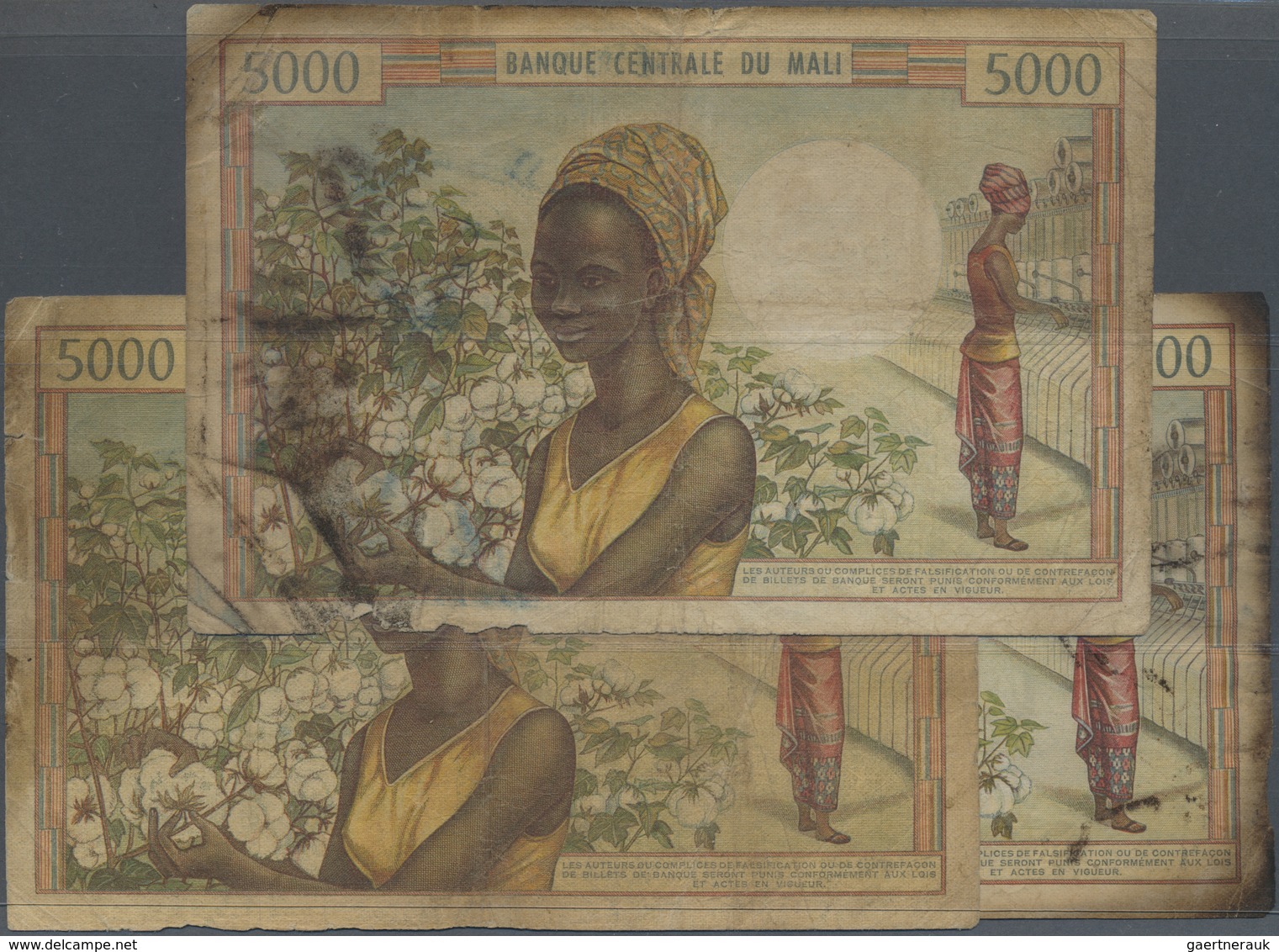 Mali: Set With 6 Banknotes Comprising 3 X 5000 Francs ND(1972-84) And 3 X 10.000 Francs ND(1970-84), - Mali