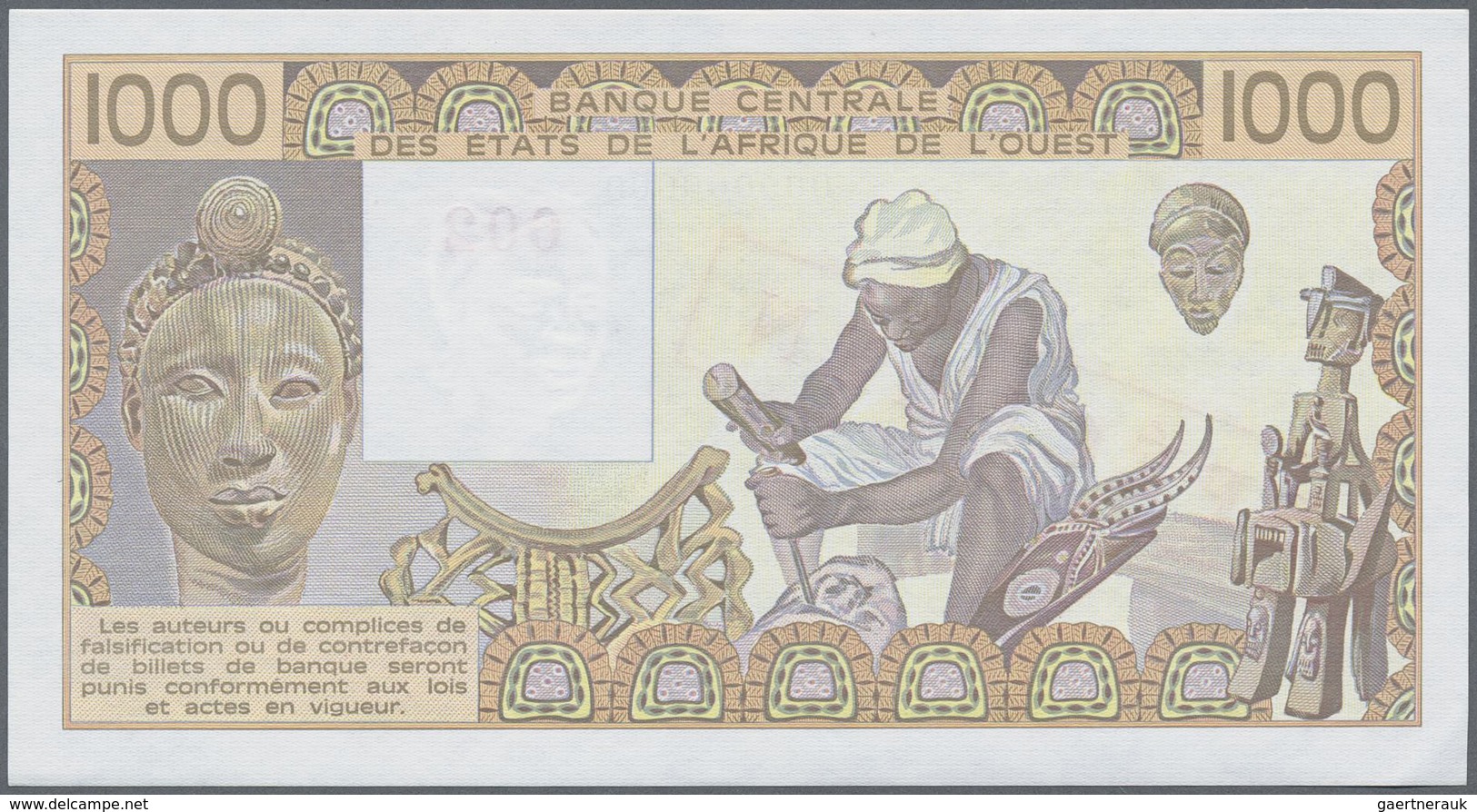 Mali: West African States Letter "D" For Mali 500 Francs ND Specimen P. 406Ds With Zero Serial Numbe - Mali