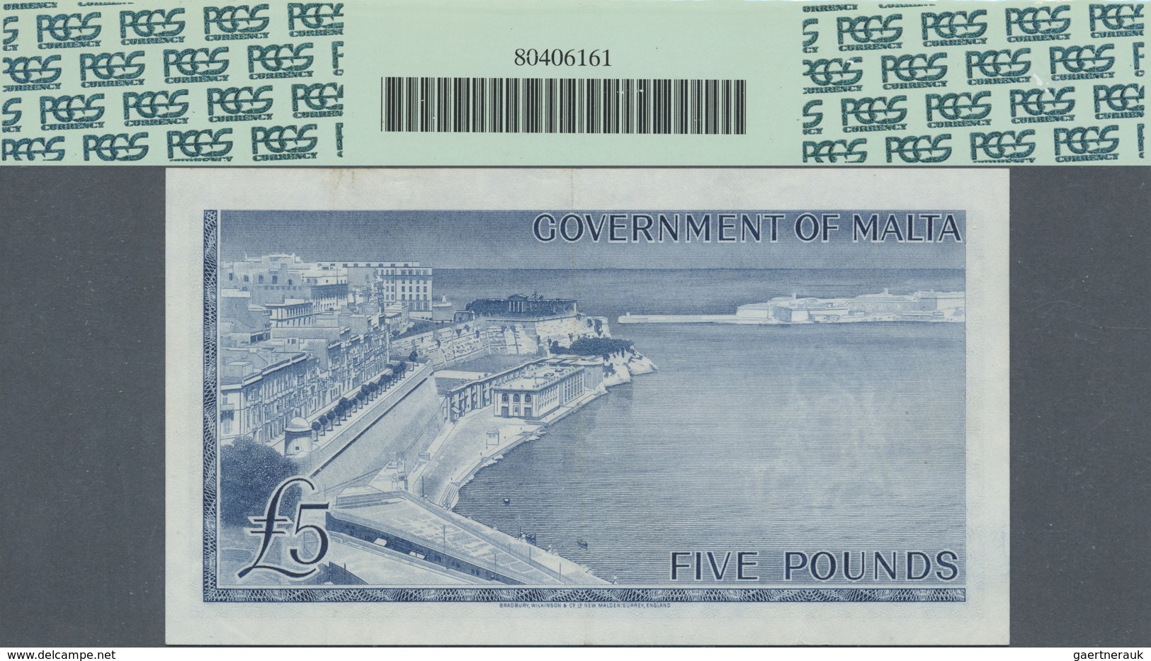 Malta: 5 Pounds L.1949 (1961), P.27a, Vertically Folded With Tiny Spots At Upper Margin On Back And - Malta