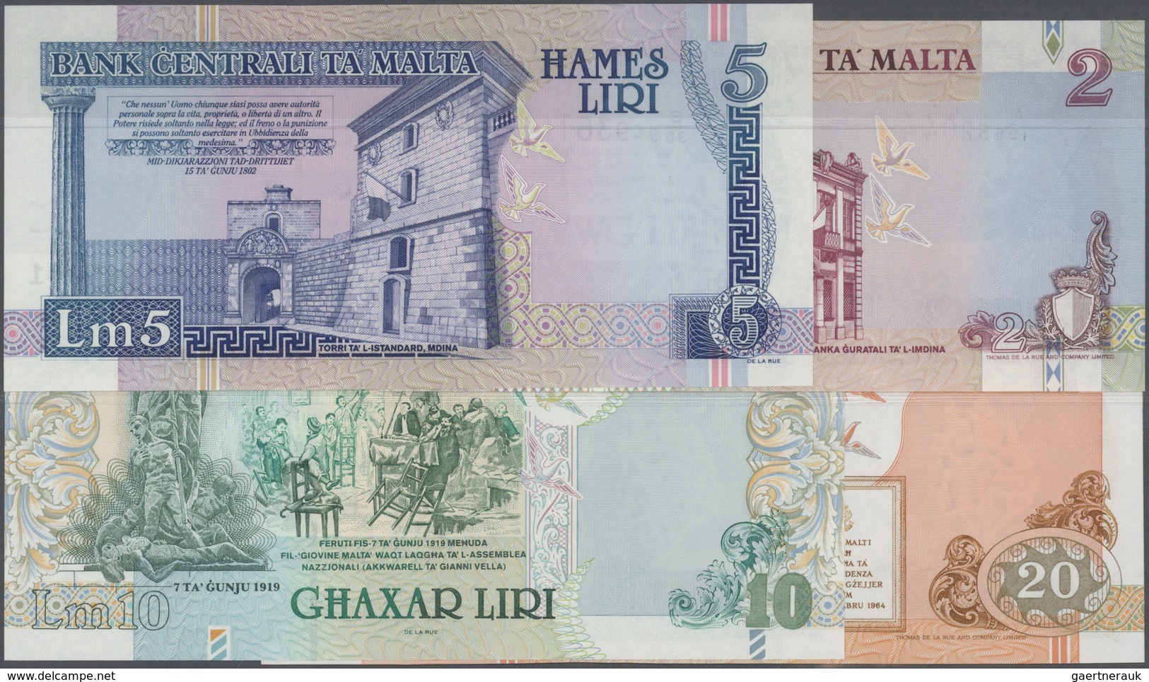 Malta: Lot With 11 Banknotes L. 1967 (1994) "Malta With Rudder" Issue With Segmented Security Thread - Malta