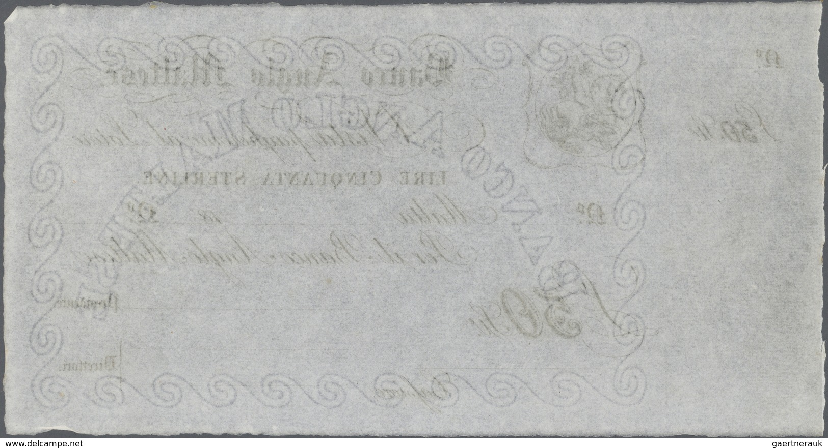 Malta: Banco Anglo Maltese 50 Pounds 18xx Remainder Without Date, Serial And Signature, P.S116r, Ver - Malta