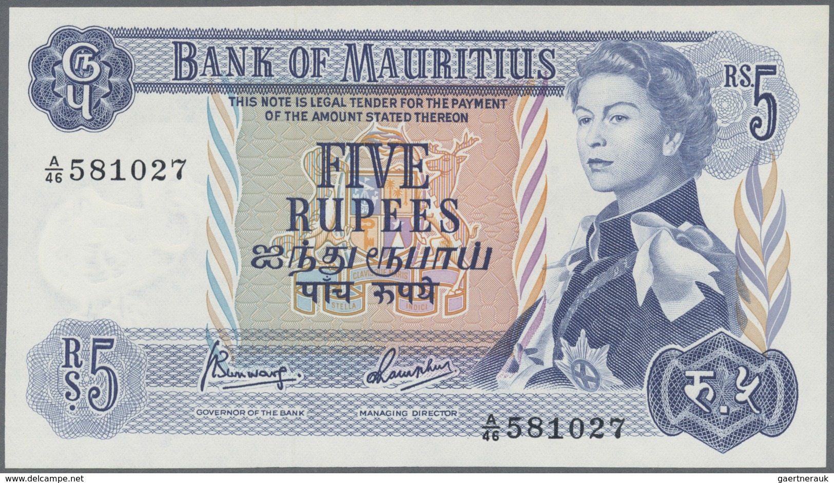 Mauritius: Set With 8 Banknotes 1967 5 Rupees A/46 581027, 25 Rupees A/11 116320. 50 Rupees 6x A/12 - Mauritius