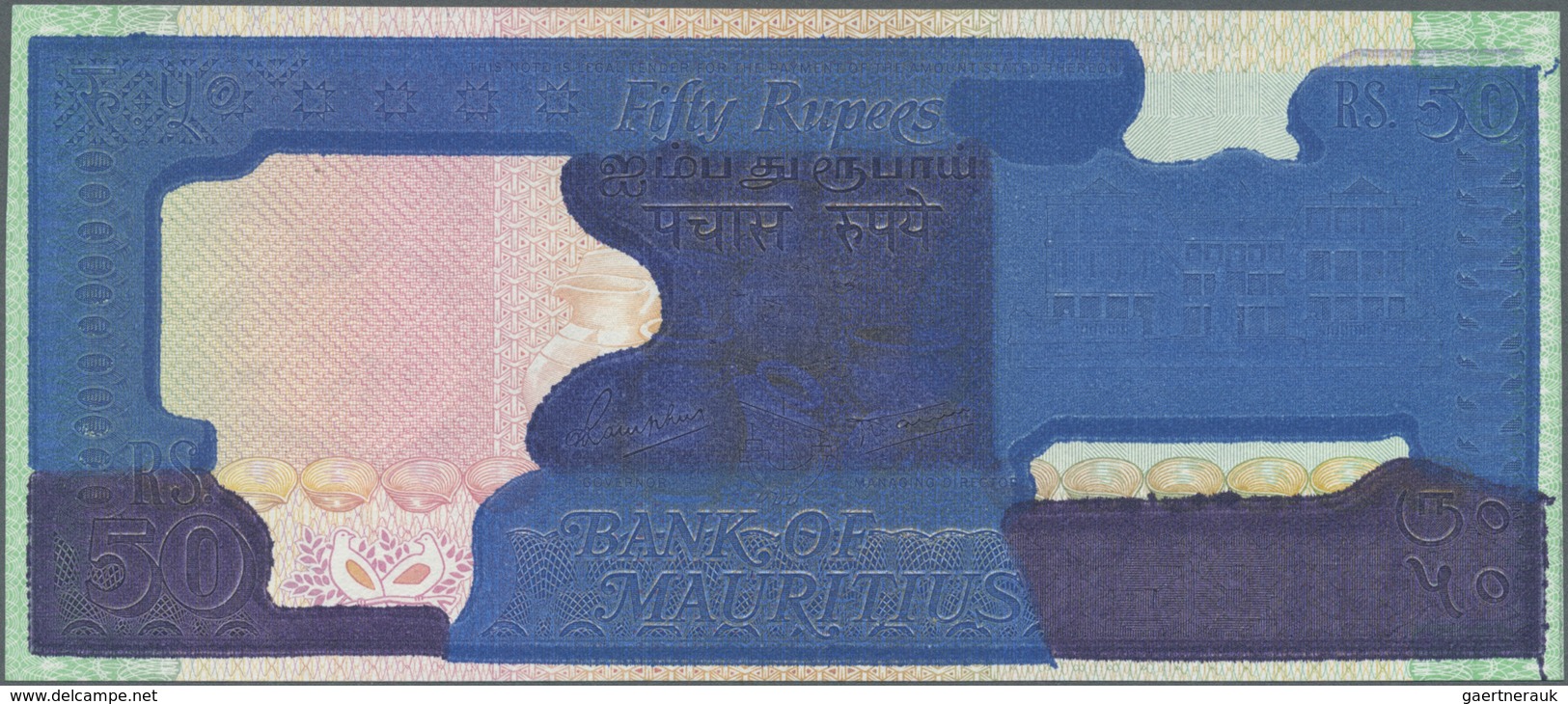 Mauritius: 50 Rupees ND P. 37, With Large Ink Error Print On Front, Condition: UNC. - Mauritius