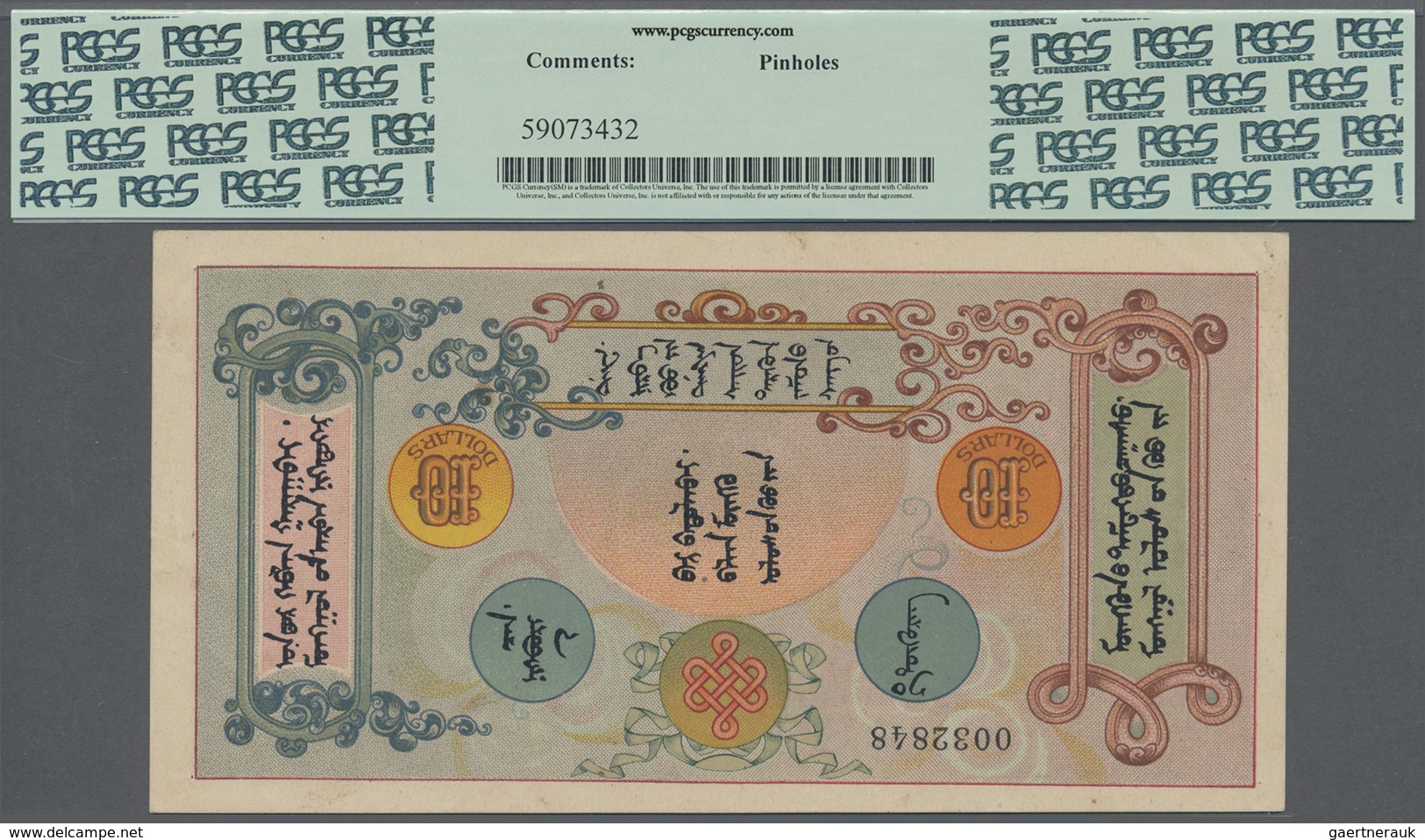 Mongolia / Mongolei: 10 Dollars 1924 Remainder, P.5r In Almost Perfect Condition With A Few Minor Sp - Mongolie