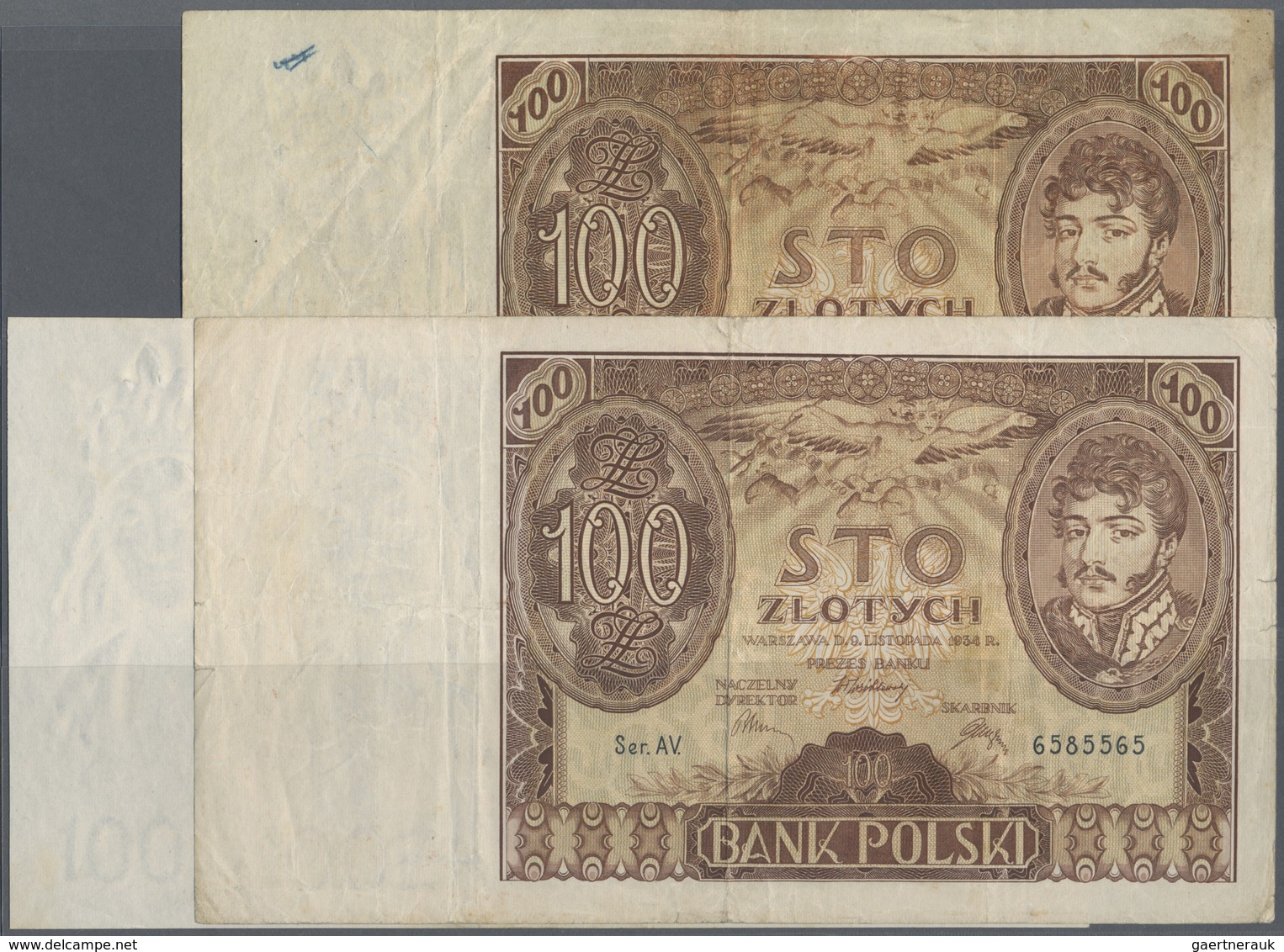 Poland / Polen: Set With 3 Banknotes 100 Zlotych 1932 P.74a (F-) And 100 Zlotych 1934 P.75a With Wat - Polen