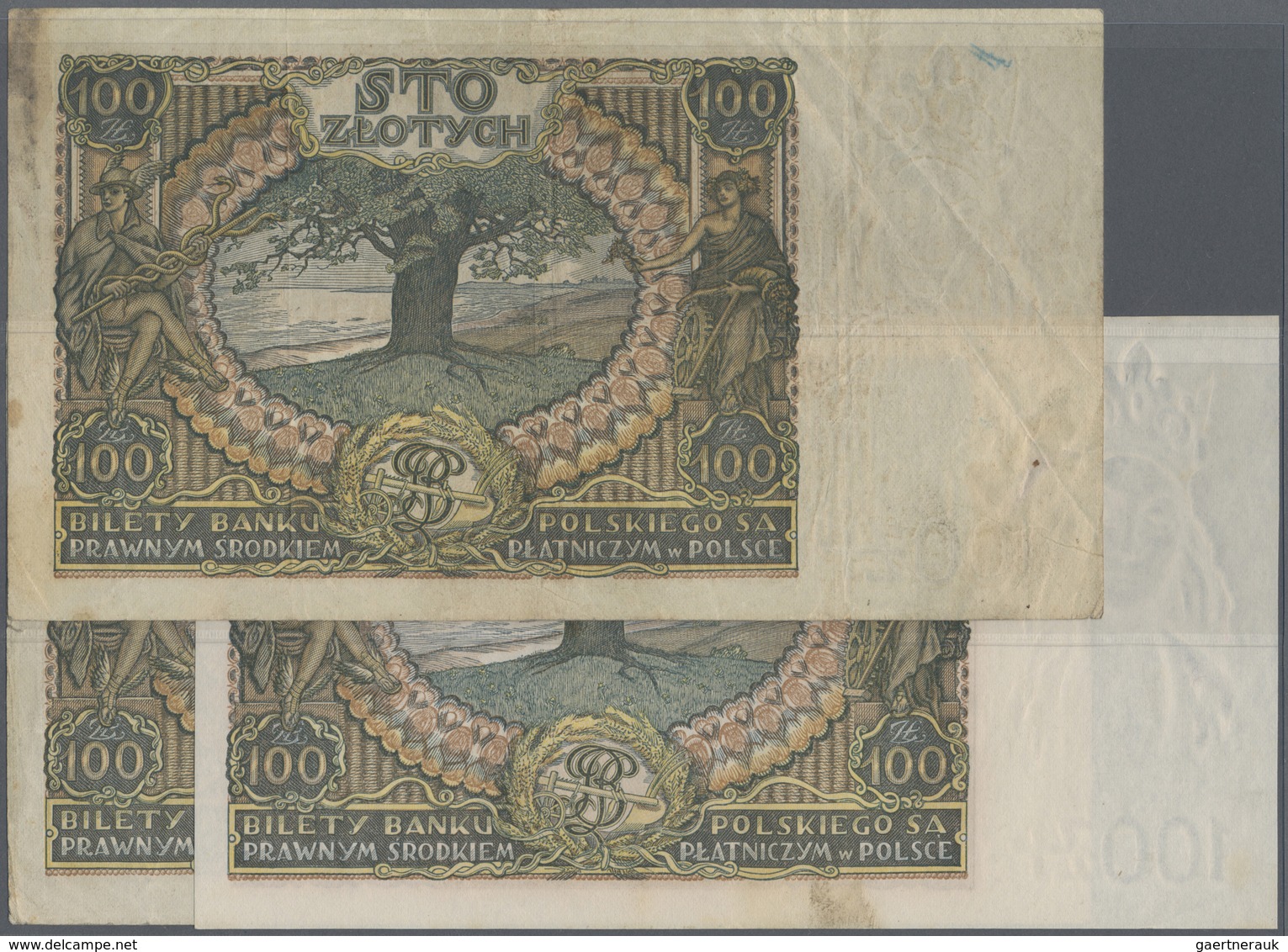 Poland / Polen: Set With 3 Banknotes 100 Zlotych 1932 P.74a (F-) And 100 Zlotych 1934 P.75a With Wat - Polen