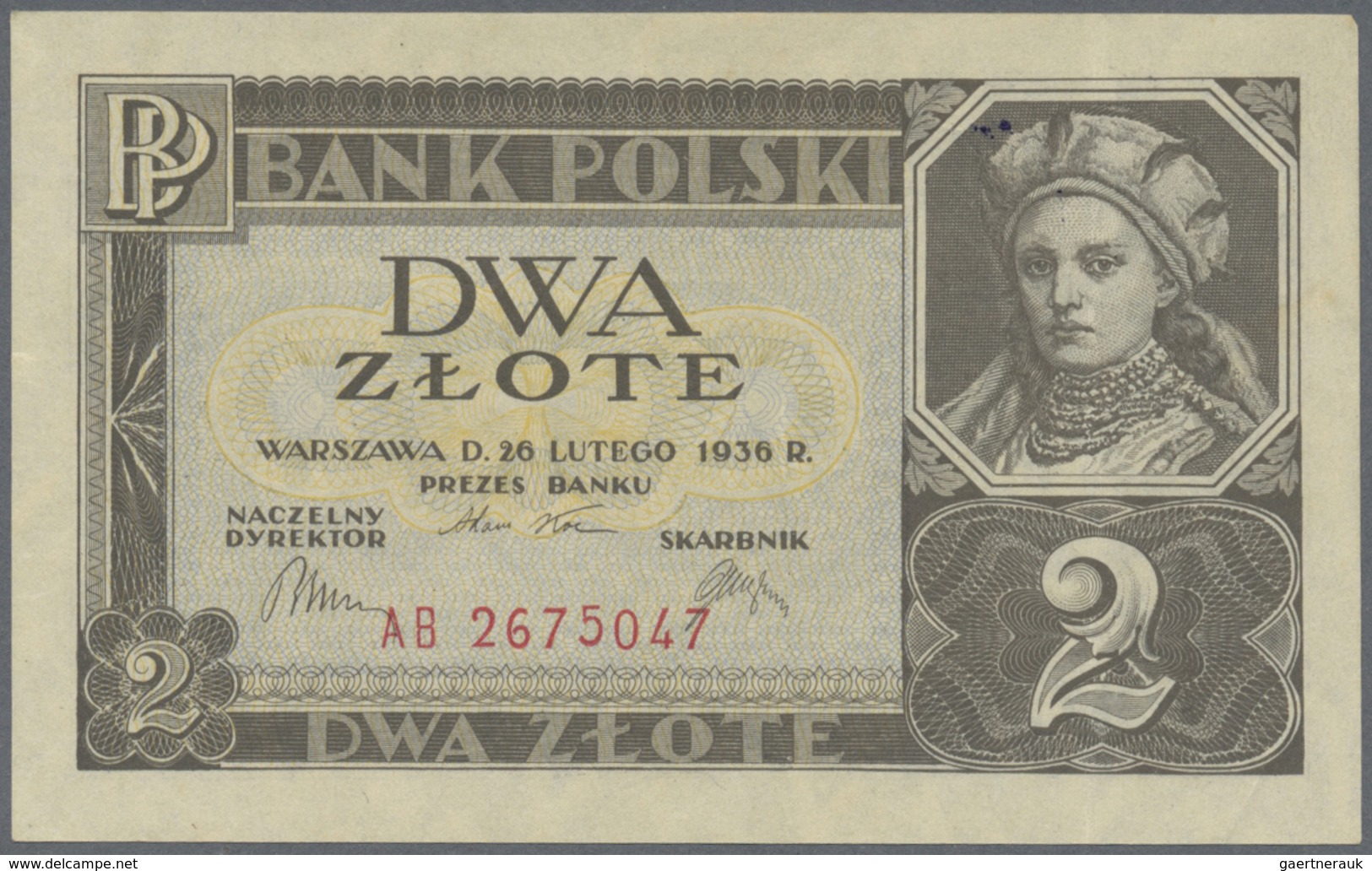 Poland / Polen: Pair With 2 Zlote 1936 P.76a (XF+) And 20 Zlotych 1936 P.77 (VF) (2 Pcs.) - Polonia