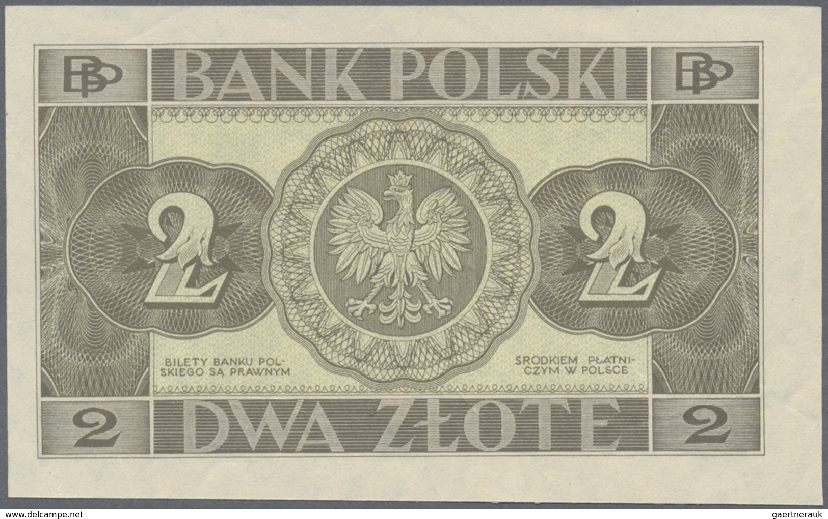 Poland / Polen: 2 Zlote 1936 Without Underprint P.36r, Seldom Offered Note In Great Original Shape W - Poland