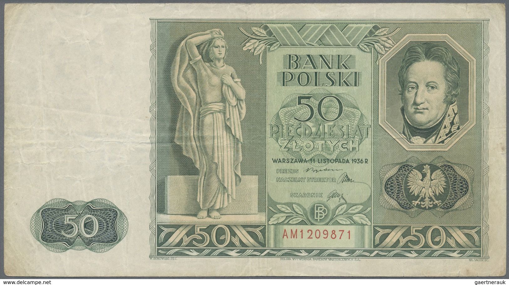 Poland / Polen: Pair With 50 Zlotych 1936, P.78a, Highly Rare Note With Some Handling Traces Like Fo - Poland