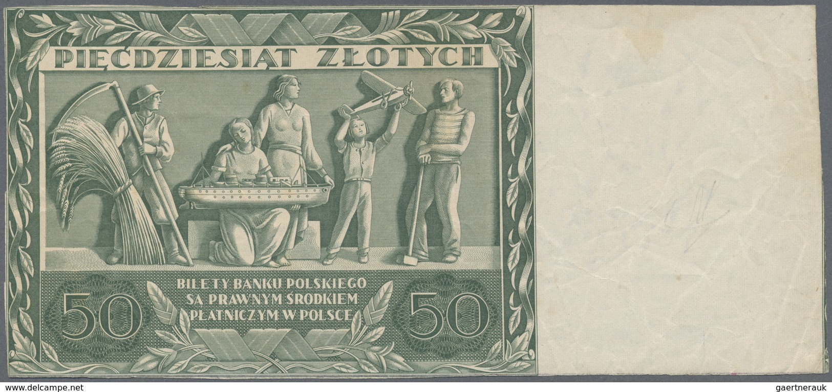 Poland / Polen: Pair With 50 Zlotych 1936, P.78a, Highly Rare Note With Some Handling Traces Like Fo - Poland