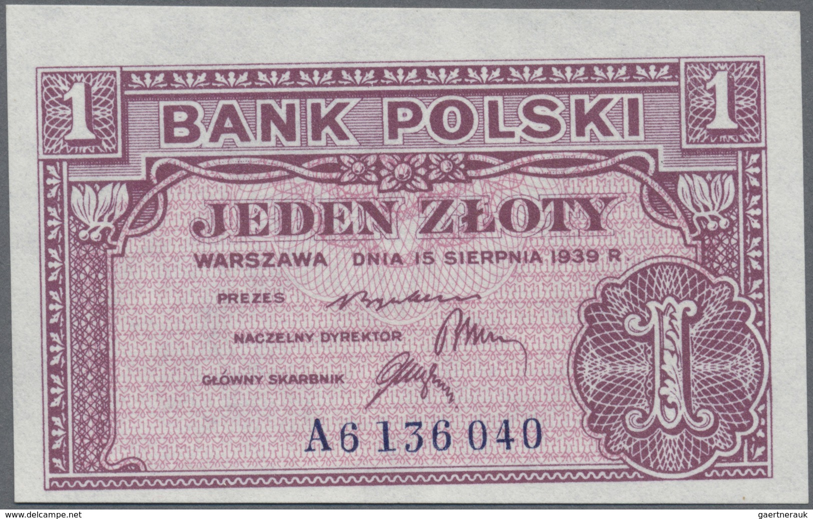 Poland / Polen: 1 Zloty 1939 Remainder, P.79r In UNC Condition - Poland