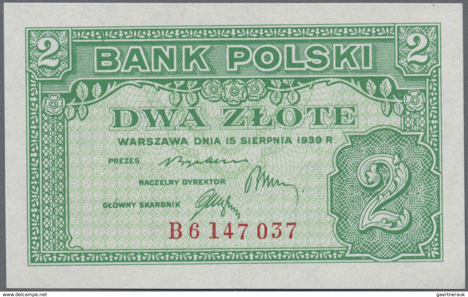 Poland / Polen: 2 Zlote 1939 Remainder, P.80r In UNC Condition - Poland