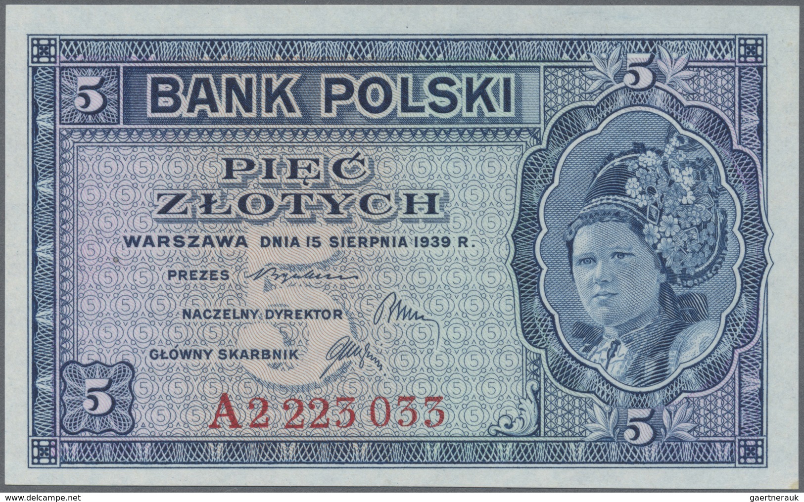 Poland / Polen: 5 Zlotych 1939 Remainder, P.81r In UNC Condition - Polonia