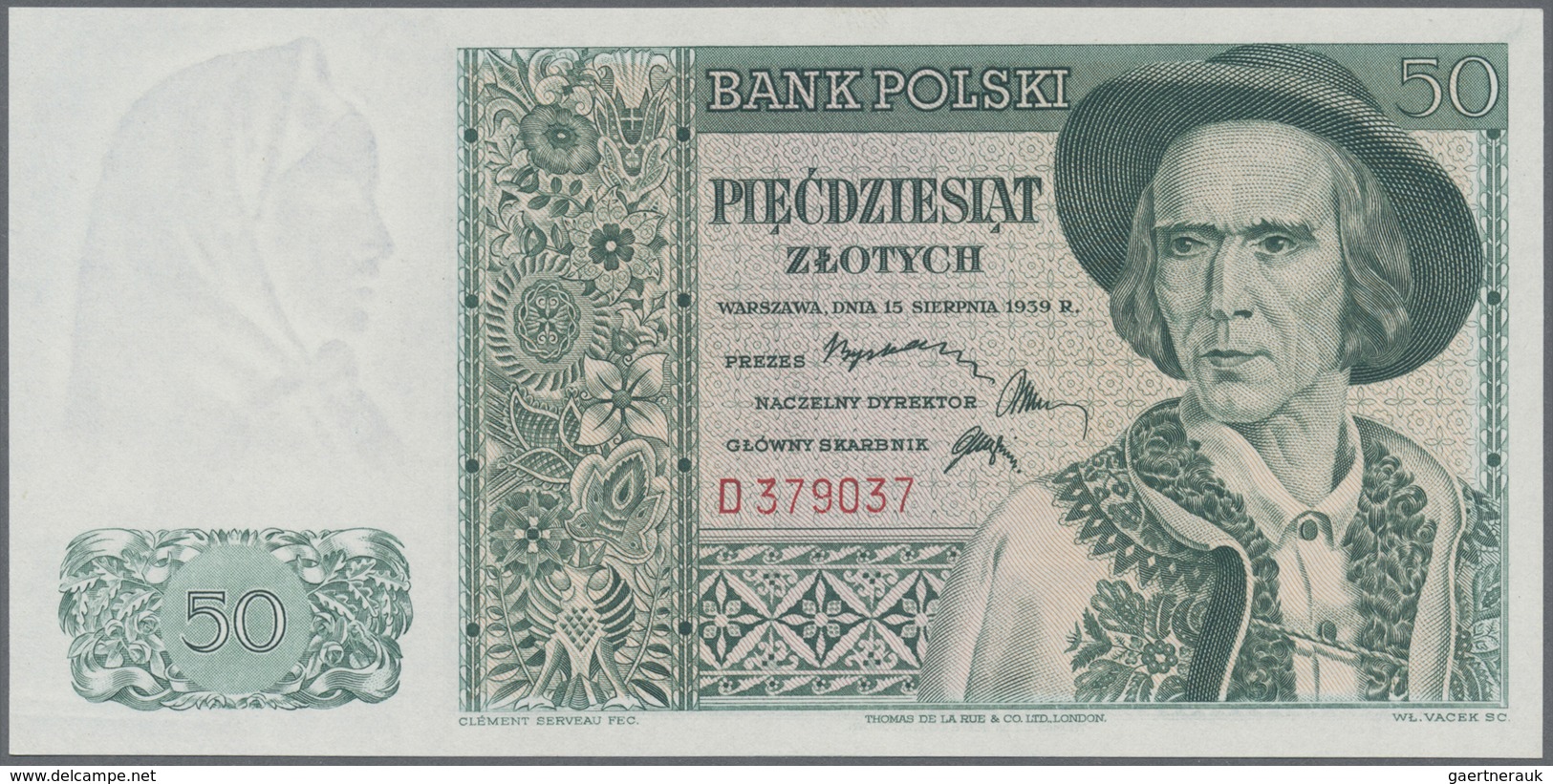 Poland / Polen: 50 Zlotych 1939 Remainder, P.84r In UNC Condition - Poland