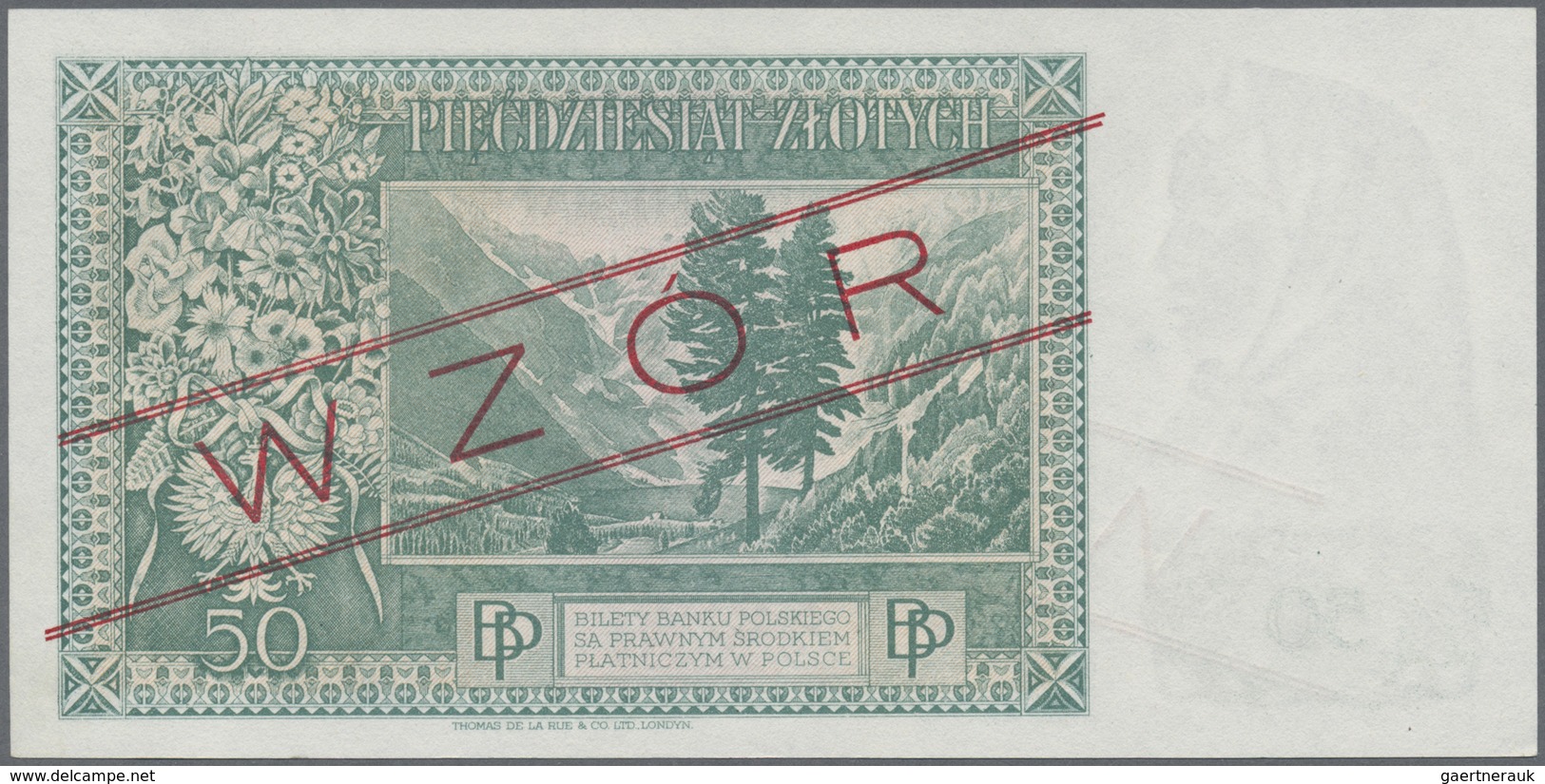Poland / Polen: 50 Zlotych 1939 SPECIMEN, P.84s In UNC Condition - Poland