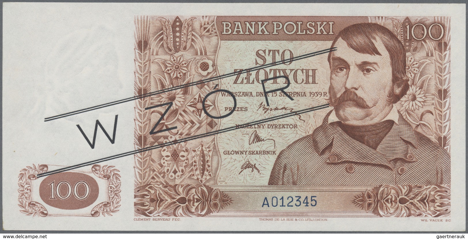 Poland / Polen: 100 Zlotych 1939 SPECIMEN, P.85s In UNC Condition - Poland