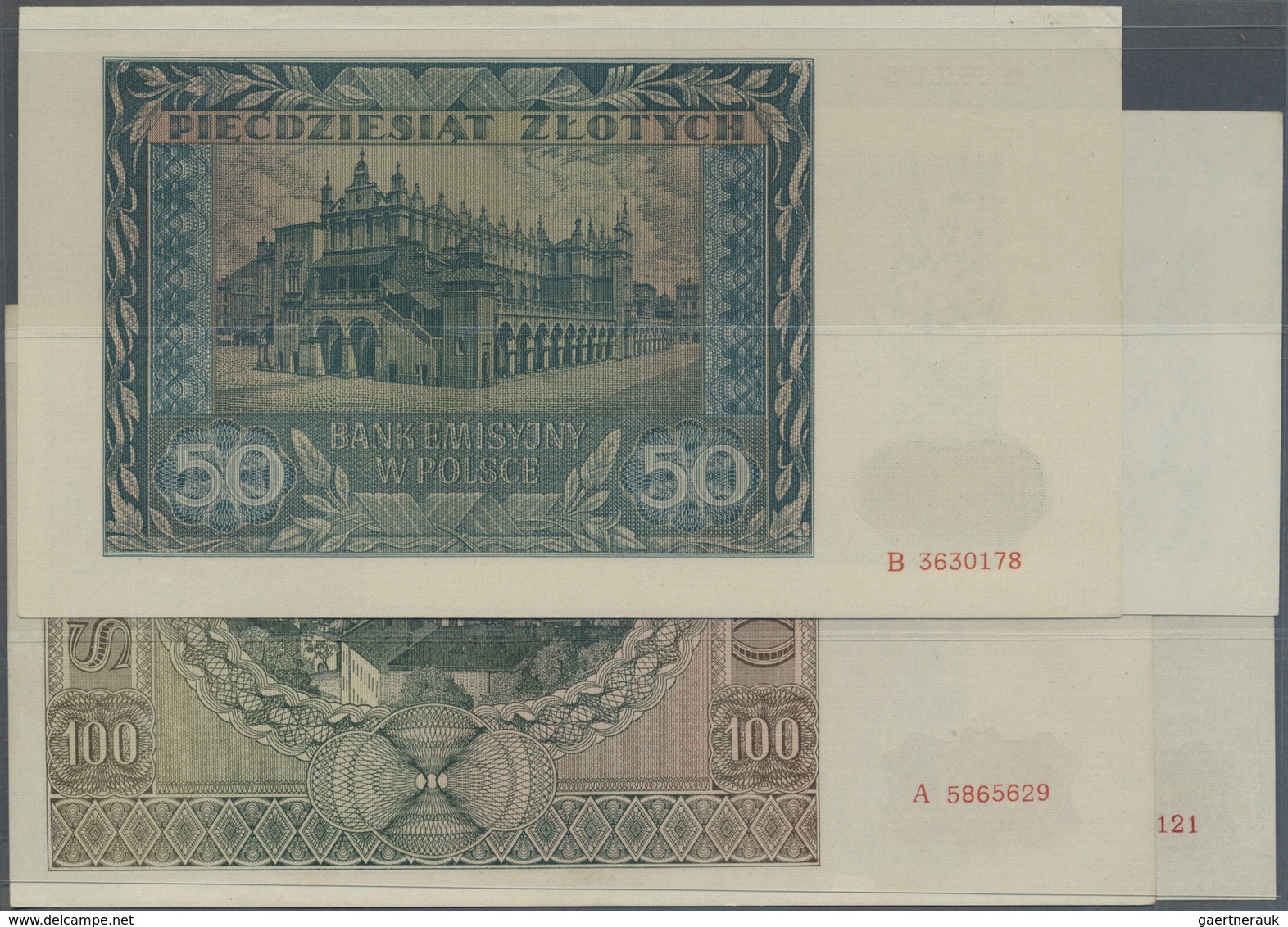 Poland / Polen: Set With 5 Banknotes 1941 Issue, Containing 2, 5, 50 And 2 X 100 Zlotych P.100-103 I - Polonia