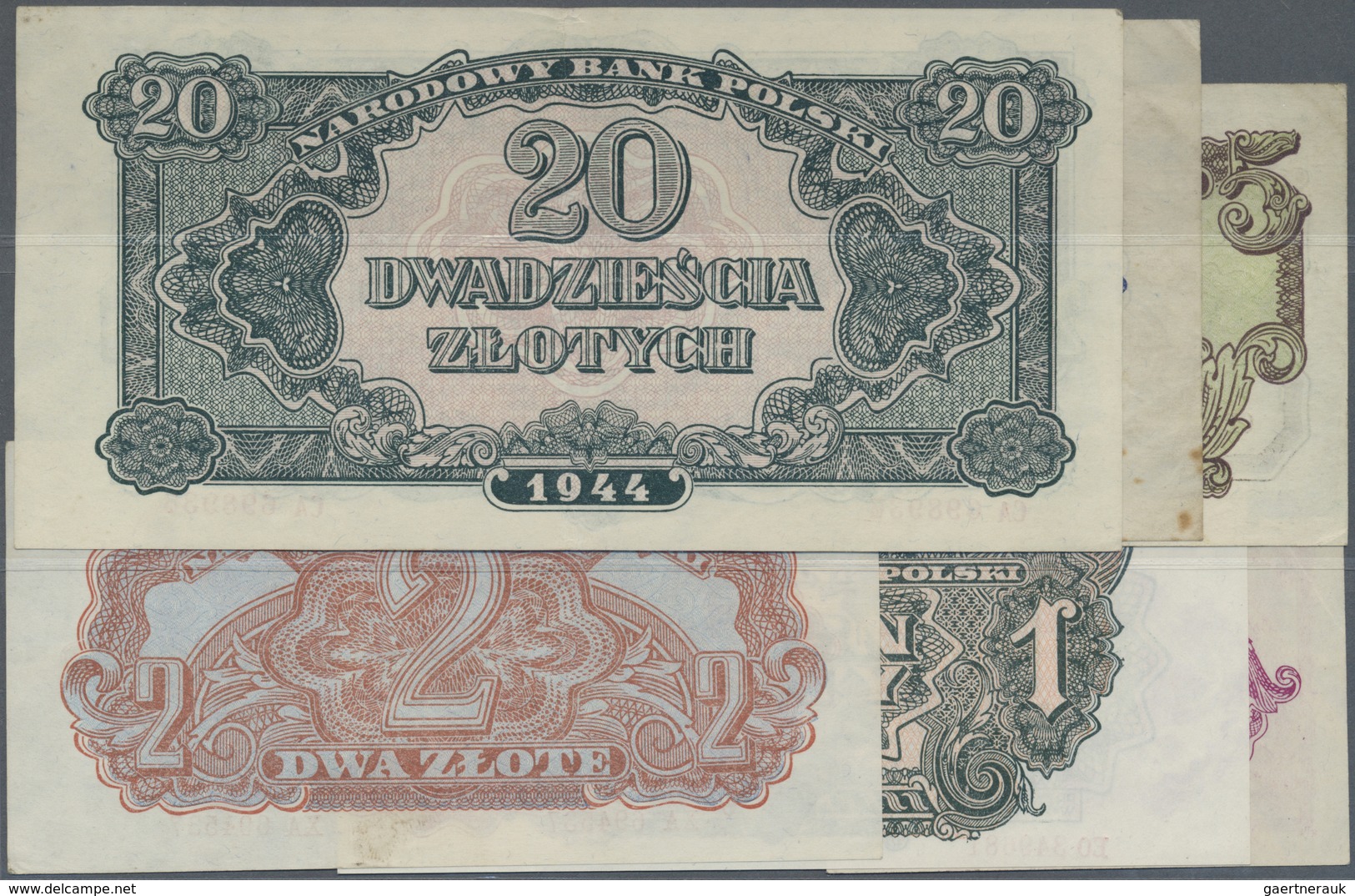 Poland / Polen: Set With 18 Banknotes 1944 Series Comprising 50 Groszy, 1, 2 X 2, 2 X 5, 2 X 10, 2 X - Poland