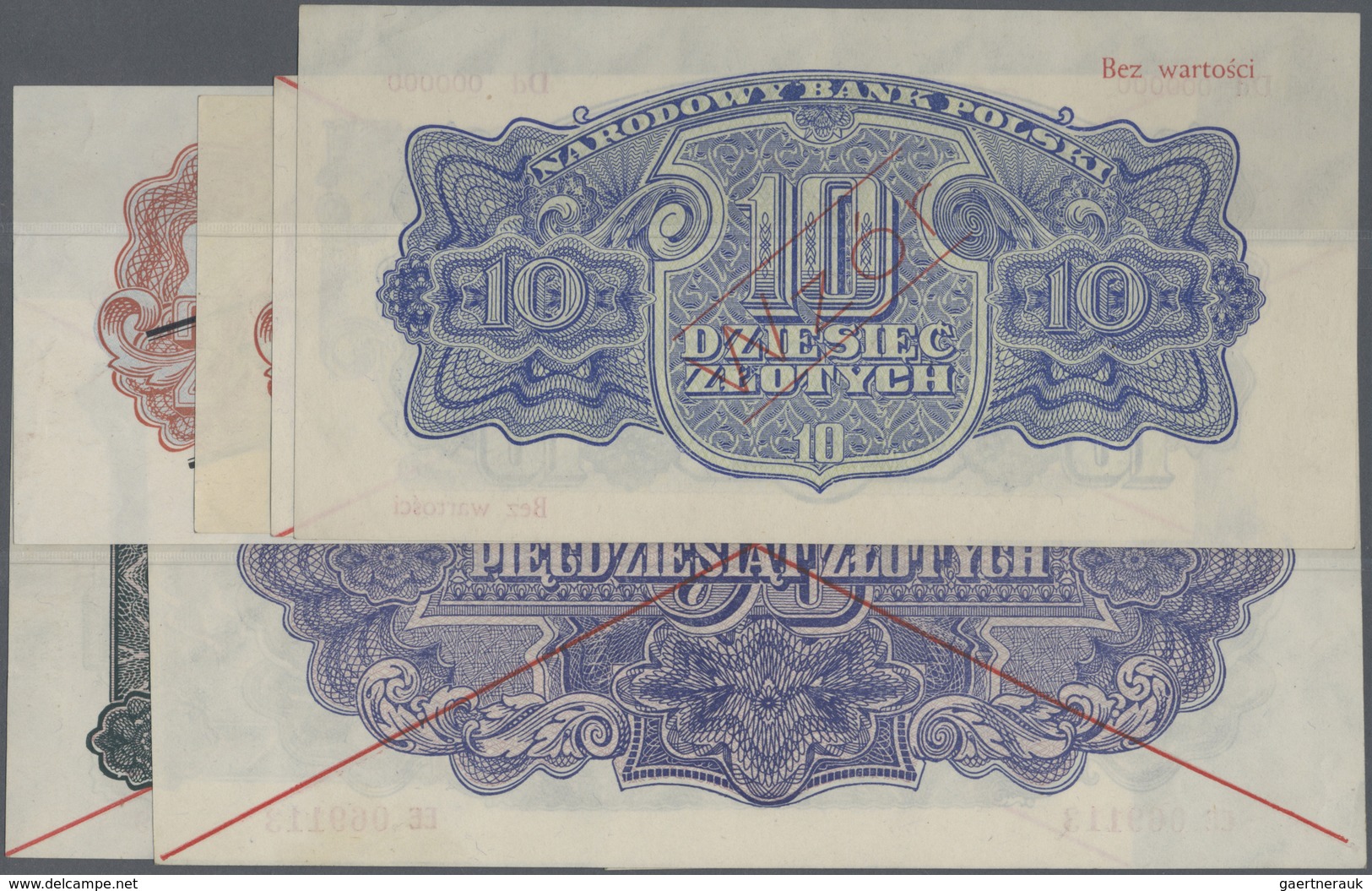 Poland / Polen: Lot With 7 Specimen Of The 1944 Series Containing 50 Groszy With Ovpt “WZOR”, 2 Zlot - Poland