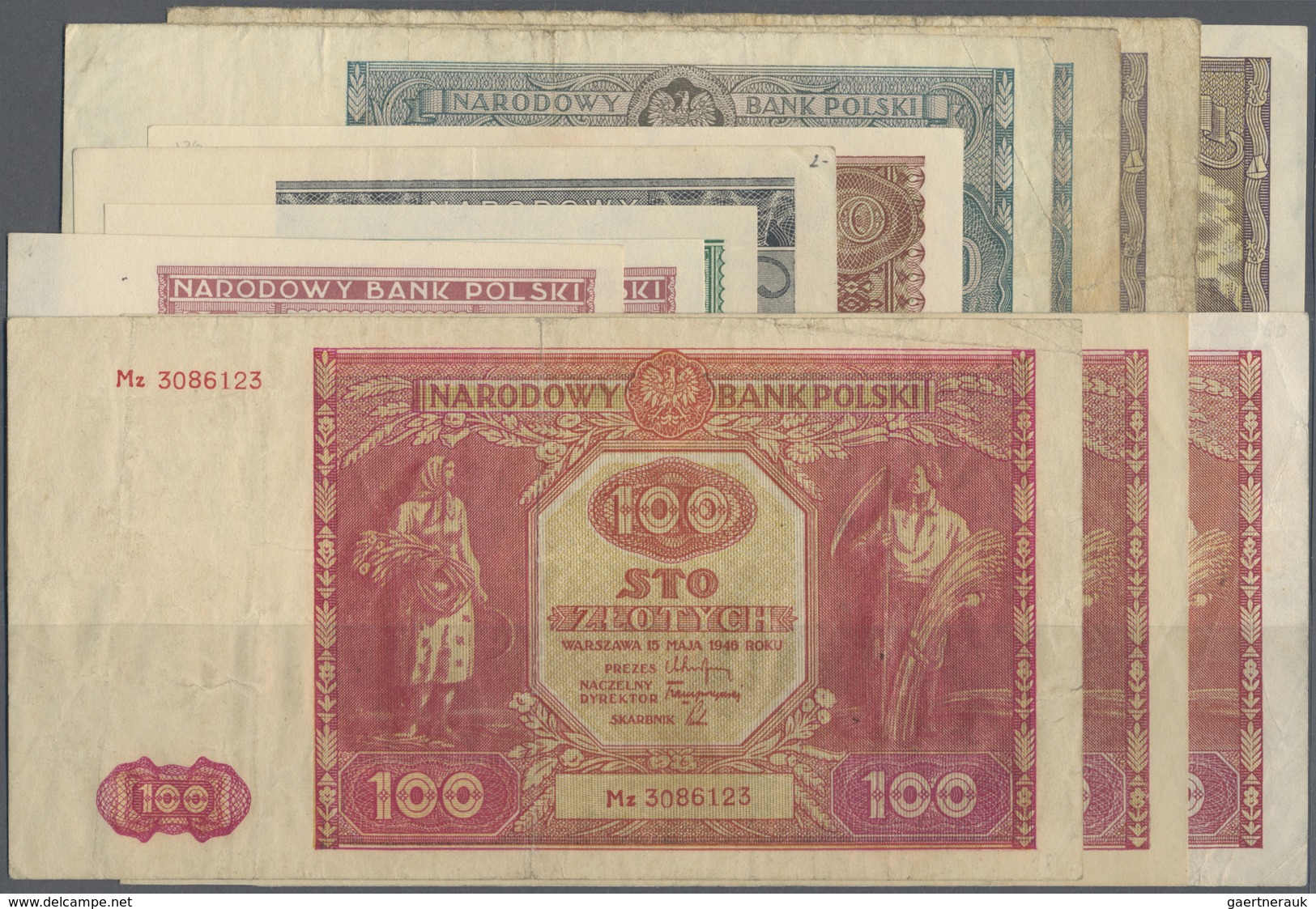 Poland / Polen: Set With 12 Banknotes 1946 Series With 2 X 1 Zloty P.123 (UNC), 2 Zlote P.124 (UNC), - Poland