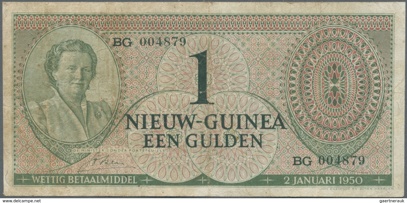 Netherlands New Guinea / Niederländisch Neu Guinea: 1 Gulden January 2nd 1950, P.4, Toned Paper With - Papua-Neuguinea