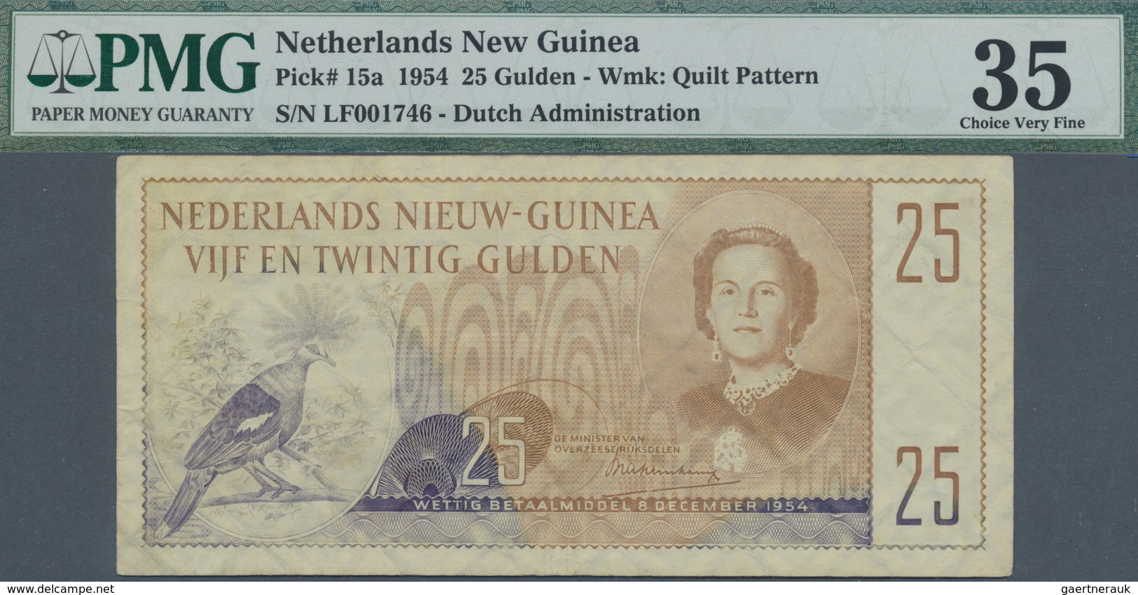 Netherlands New Guinea / Niederländisch Neu Guinea: 25 Gulden 1954 P. 15a, PMG Graded 35 Choice VF. - Papua-Neuguinea