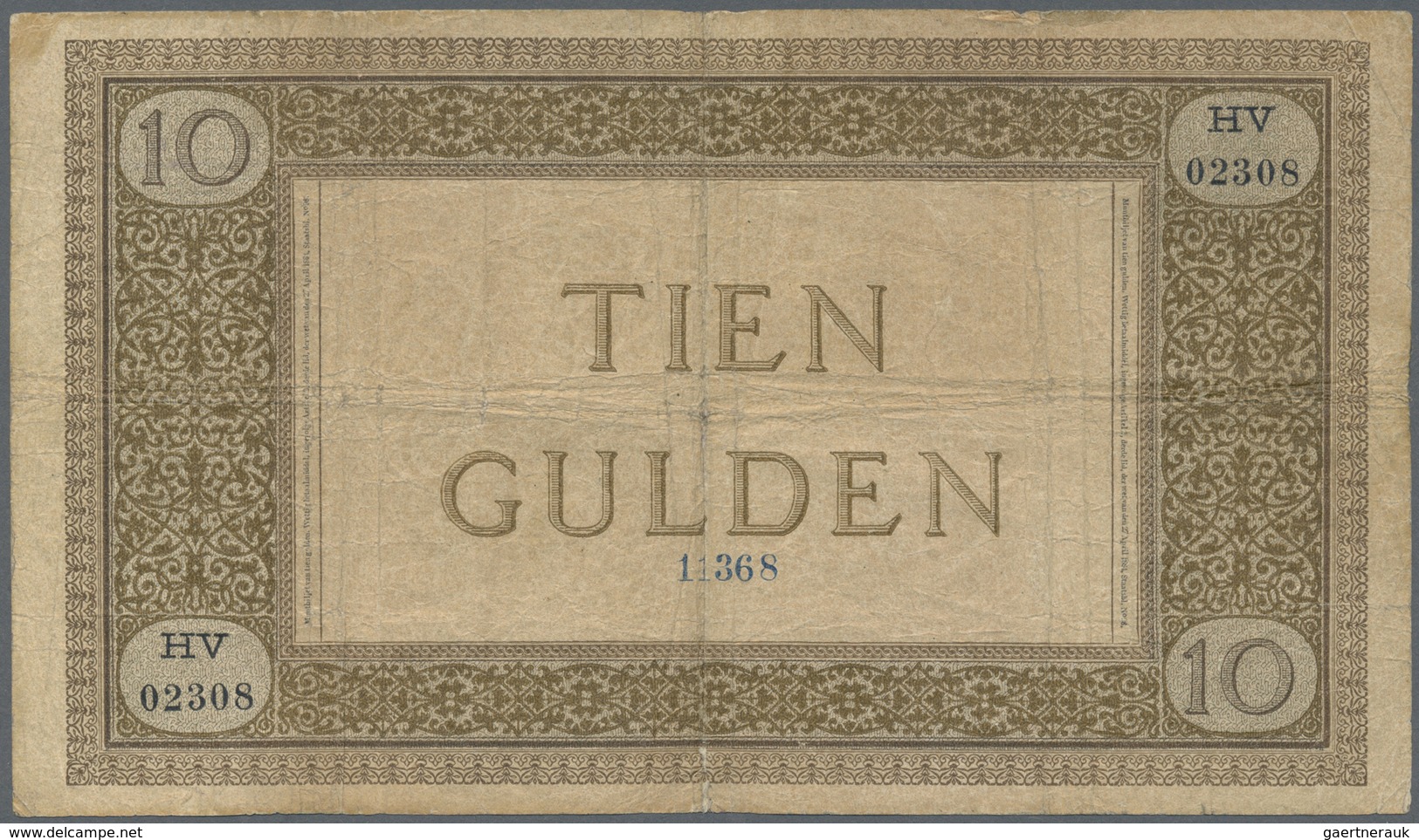Netherlands / Niederlande: 10 Gulden 1898 P. 2, Very Rare, Used With Staining In Paper, Strong Cente - Other & Unclassified