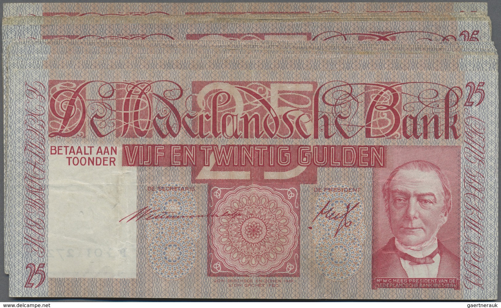 Netherlands / Niederlande: Set Of 21 Banknotes 25 Gulden 2x 1934, 1x 1937, 6x 1938, 2x 1939, 5x 1940 - Other & Unclassified