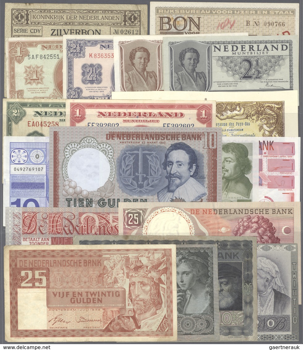 Netherlands / Niederlande: Lot Of 148 Banknotes Containing 3x 1 Gulden Zilverbon P. 13, 25 Gulden 19 - Other & Unclassified