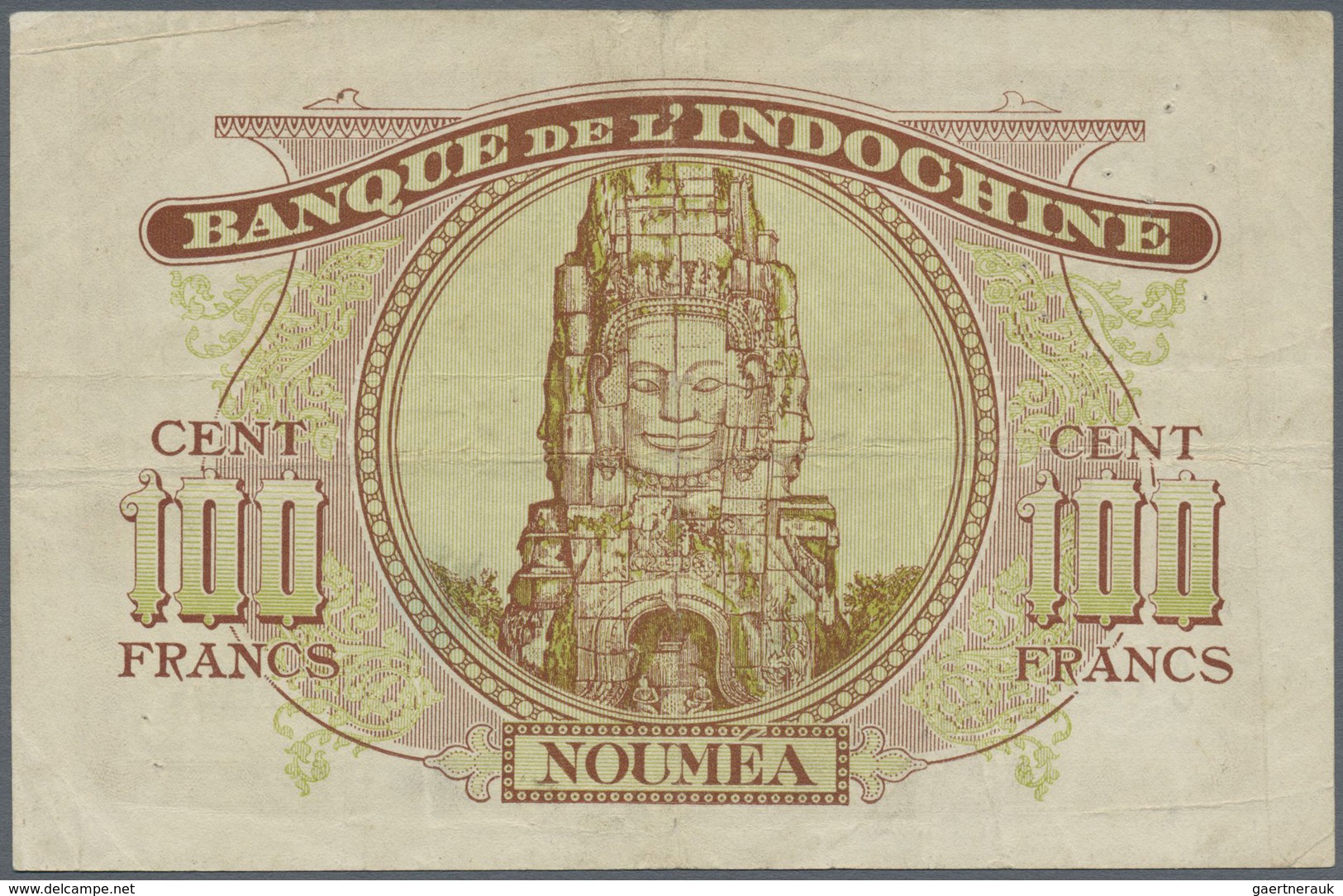 New Caledonia / Neu Kaledonien: 100 Francs 1943 P. 46a, Folds And Creases In Paper, Several Pinholes - Nouméa (New Caledonia 1873-1985)