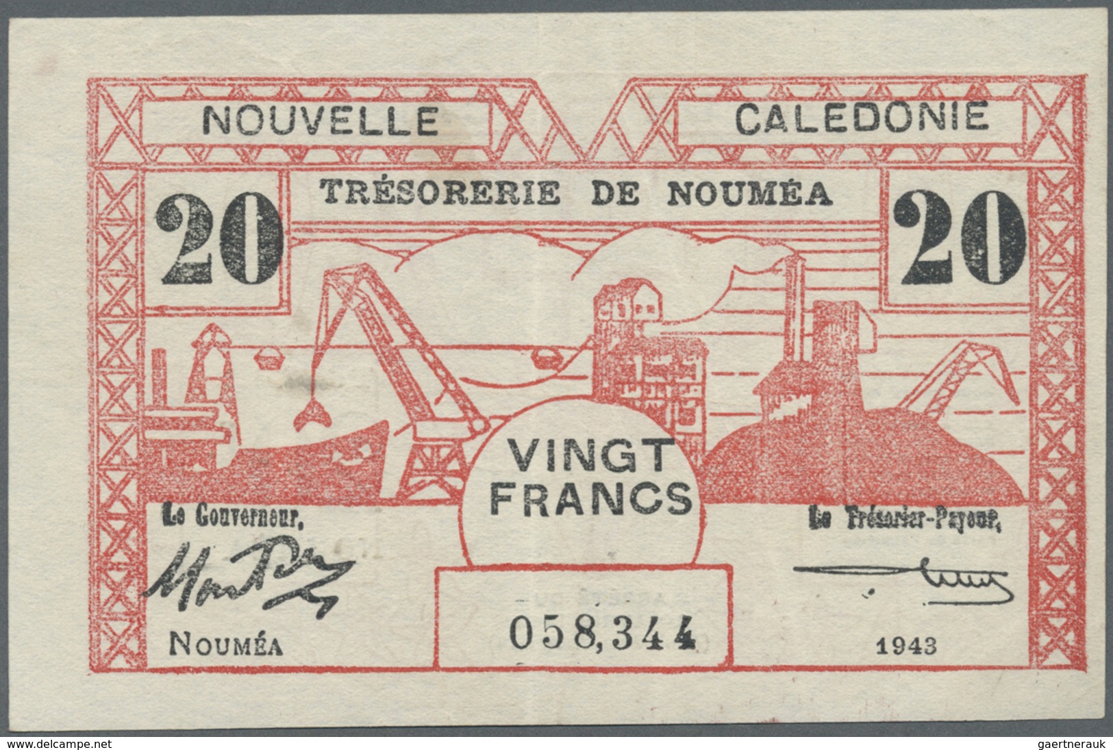 New Caledonia / Neu Kaledonien: 20 Francs ND P. 57B, Light Folds In Paper, Crisp, Condition: VF. - Nouméa (New Caledonia 1873-1985)