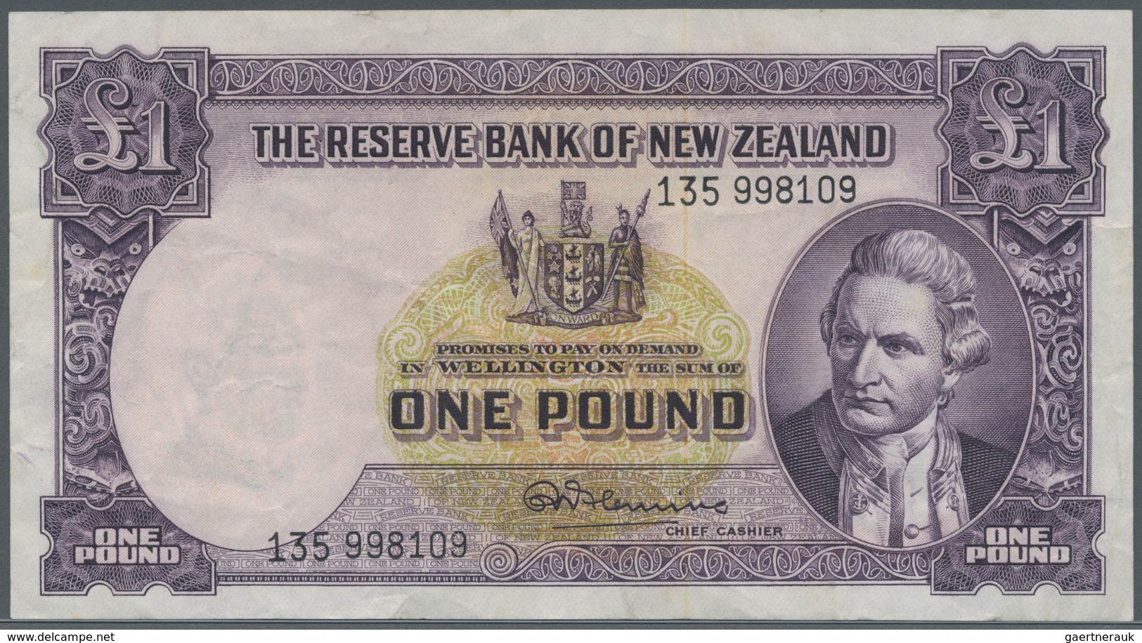 New Zealand / Neuseeland: 1 Pound ND P. 159d, Vertical Folds And Creases In Paper, No Holes Or Tears - New Zealand