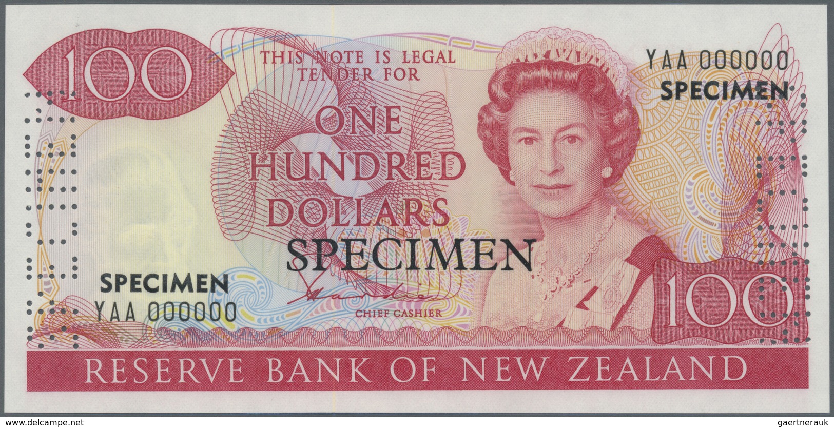 New Zealand / Neuseeland: 100 Dollars ND(1981-89) SPECIMEN With Signature: Hardie, P.175s, Laminated - Nouvelle-Zélande