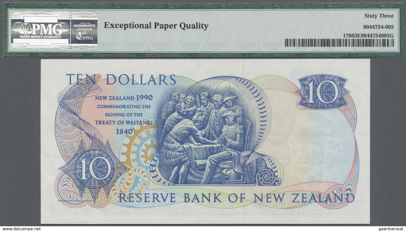 New Zealand / Neuseeland: 10 Dollars 1990 P. 176 Series AAA In Condition: PMG Graded 63 Choice UNC E - New Zealand